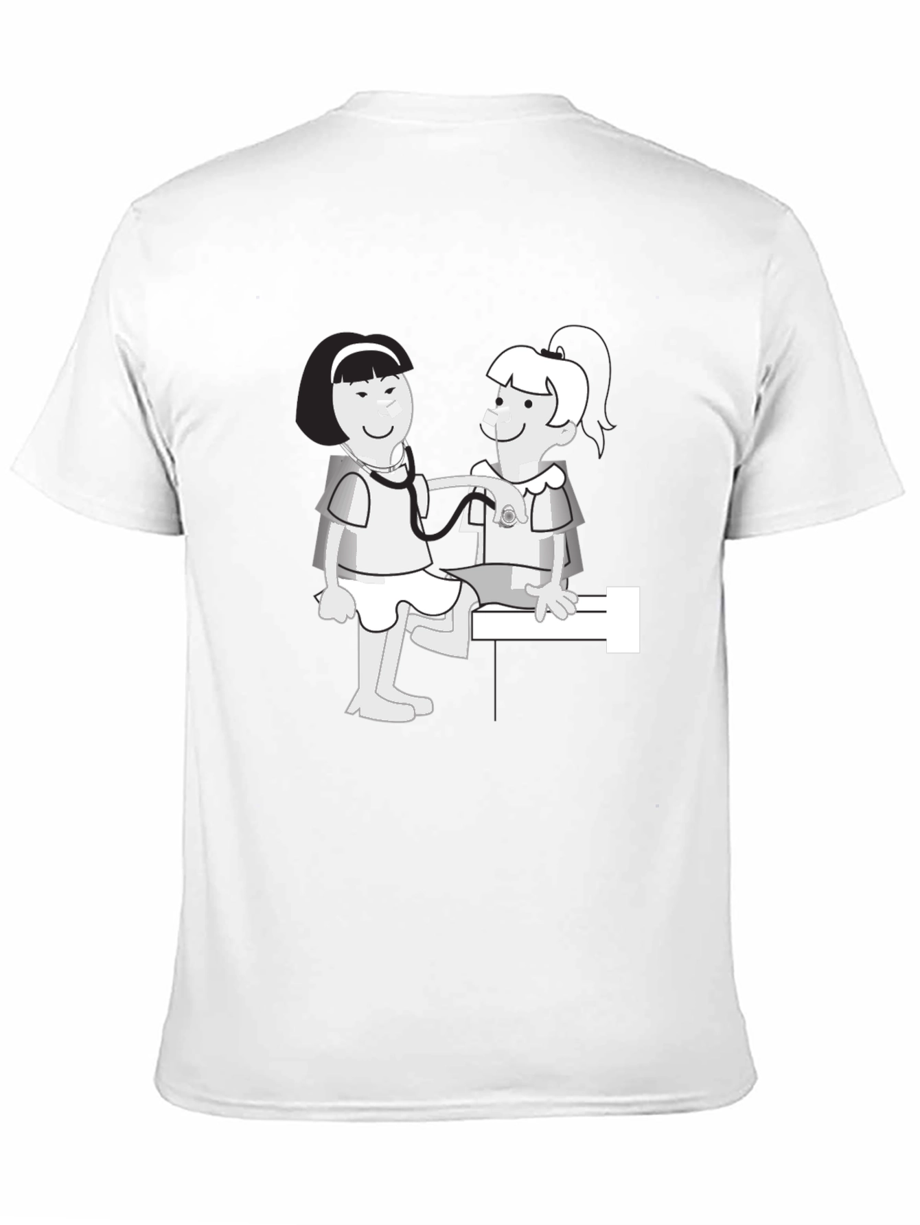 Cartoon Nurse Graphic T-Shirt - Classic Crew Neck