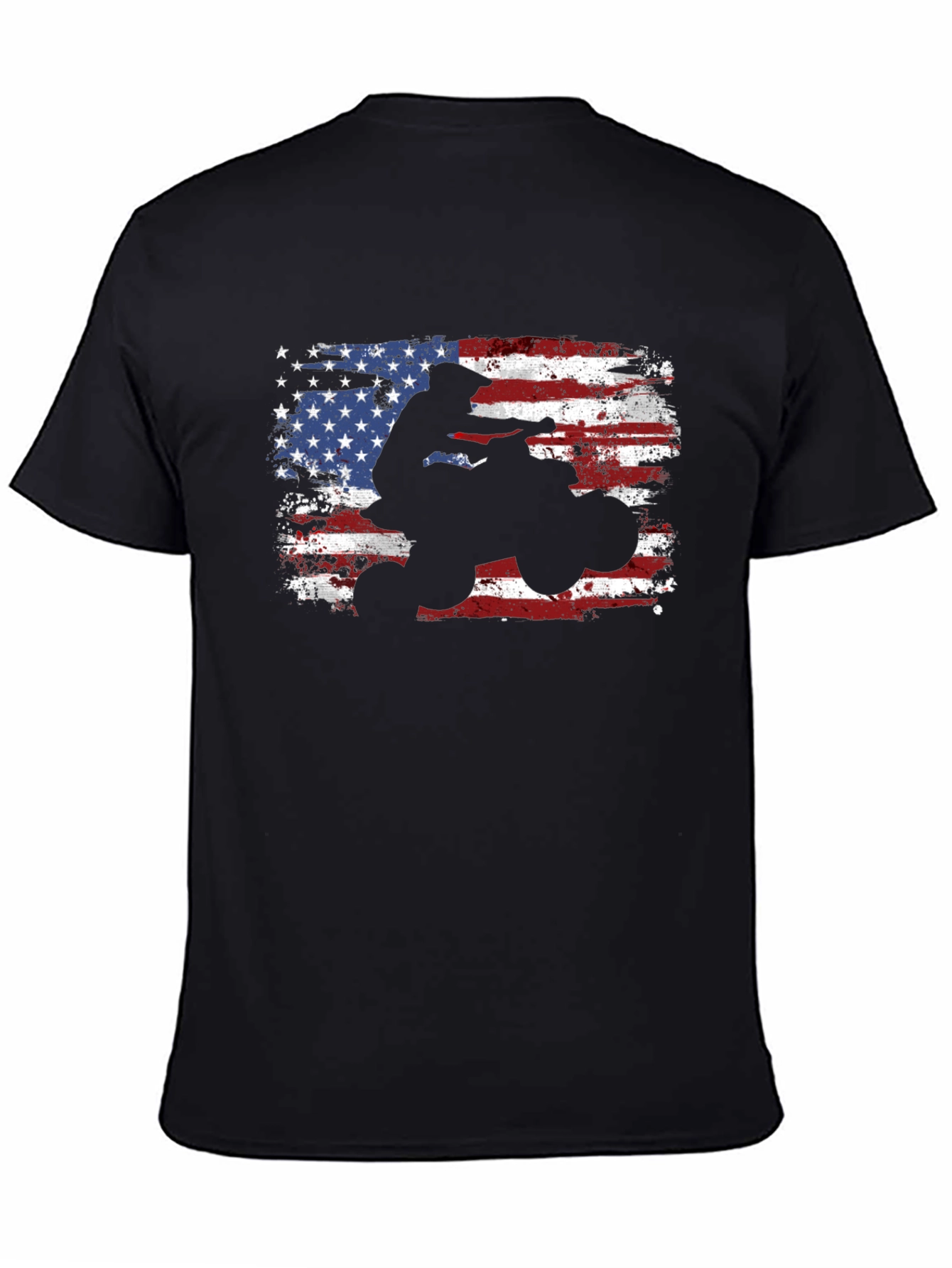 American Flag ATV Rider Black T-Shirt