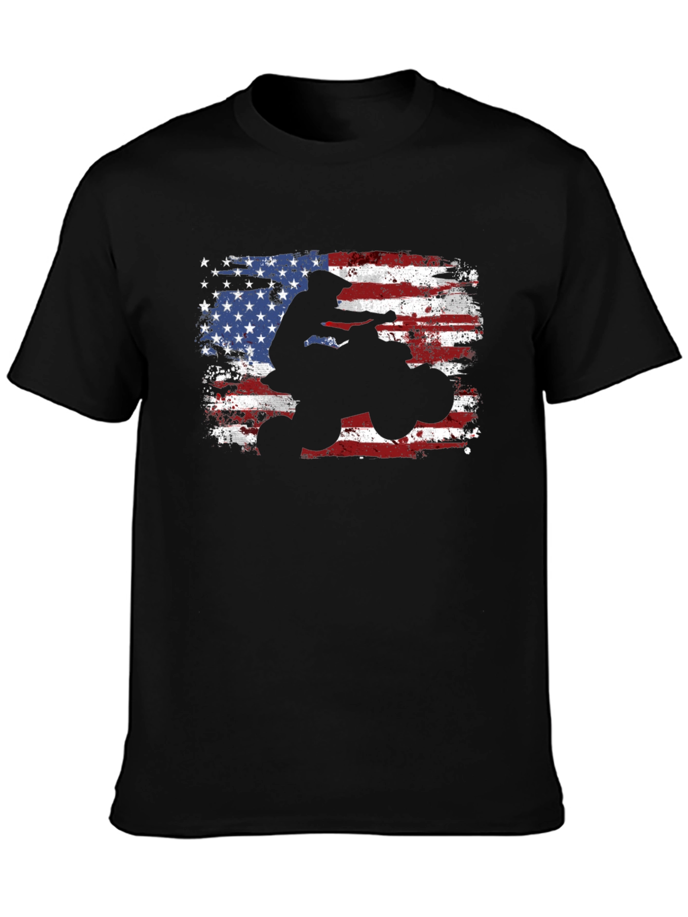 American Flag ATV Rider Black T-Shirt
