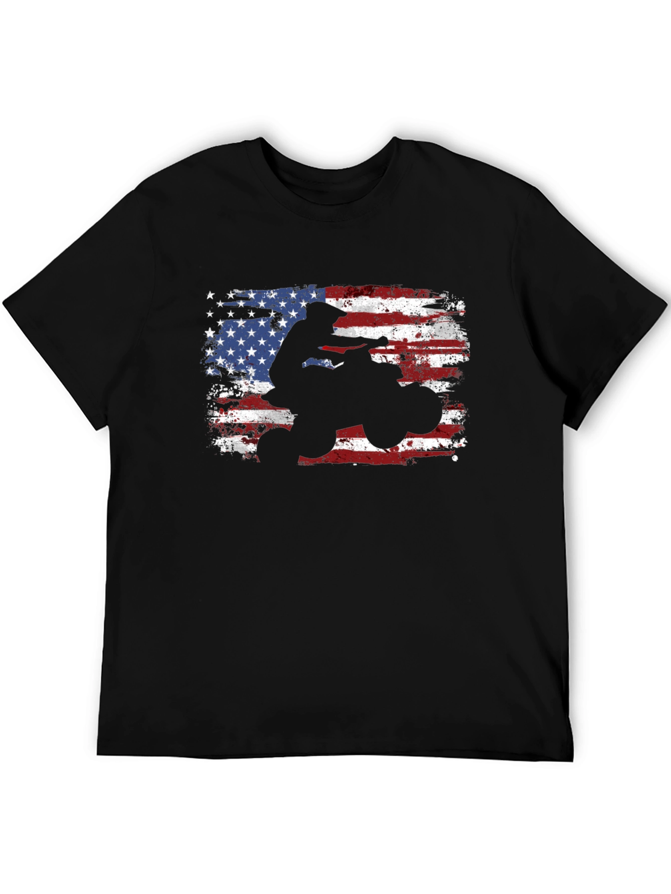 American Flag ATV Rider Black T-Shirt