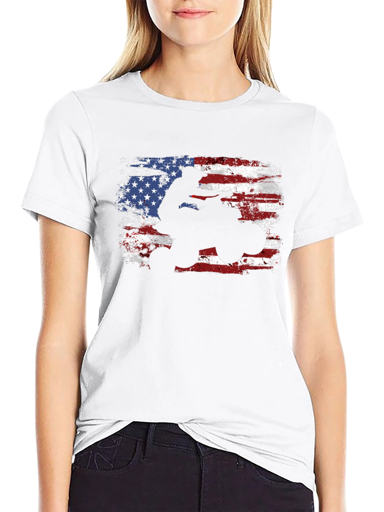American Flag ATV Rider Black T-Shirt