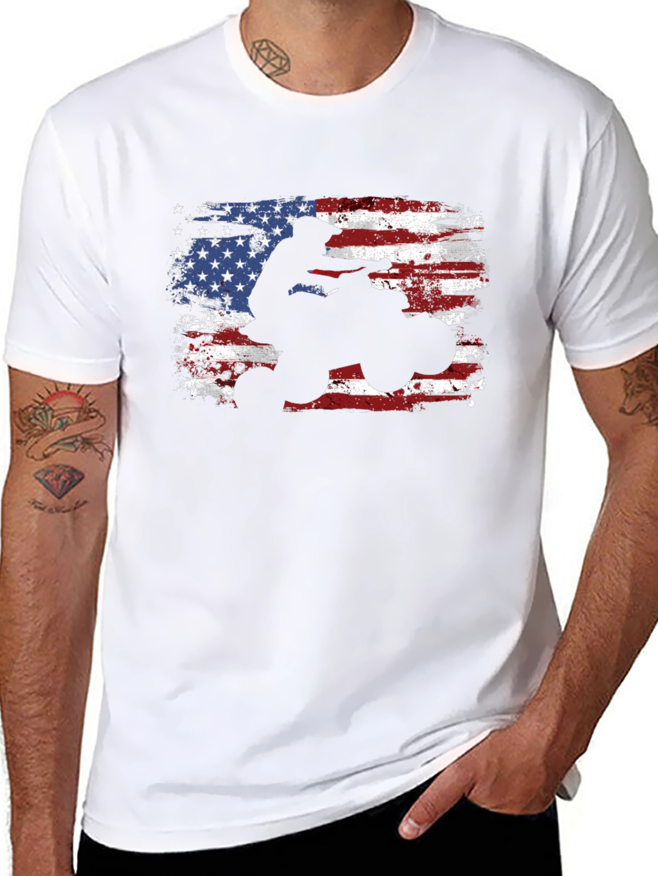 American Flag ATV Rider Black T-Shirt