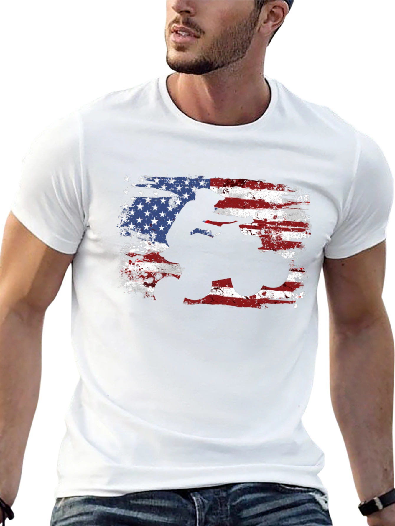 American Flag ATV Rider Black T-Shirt