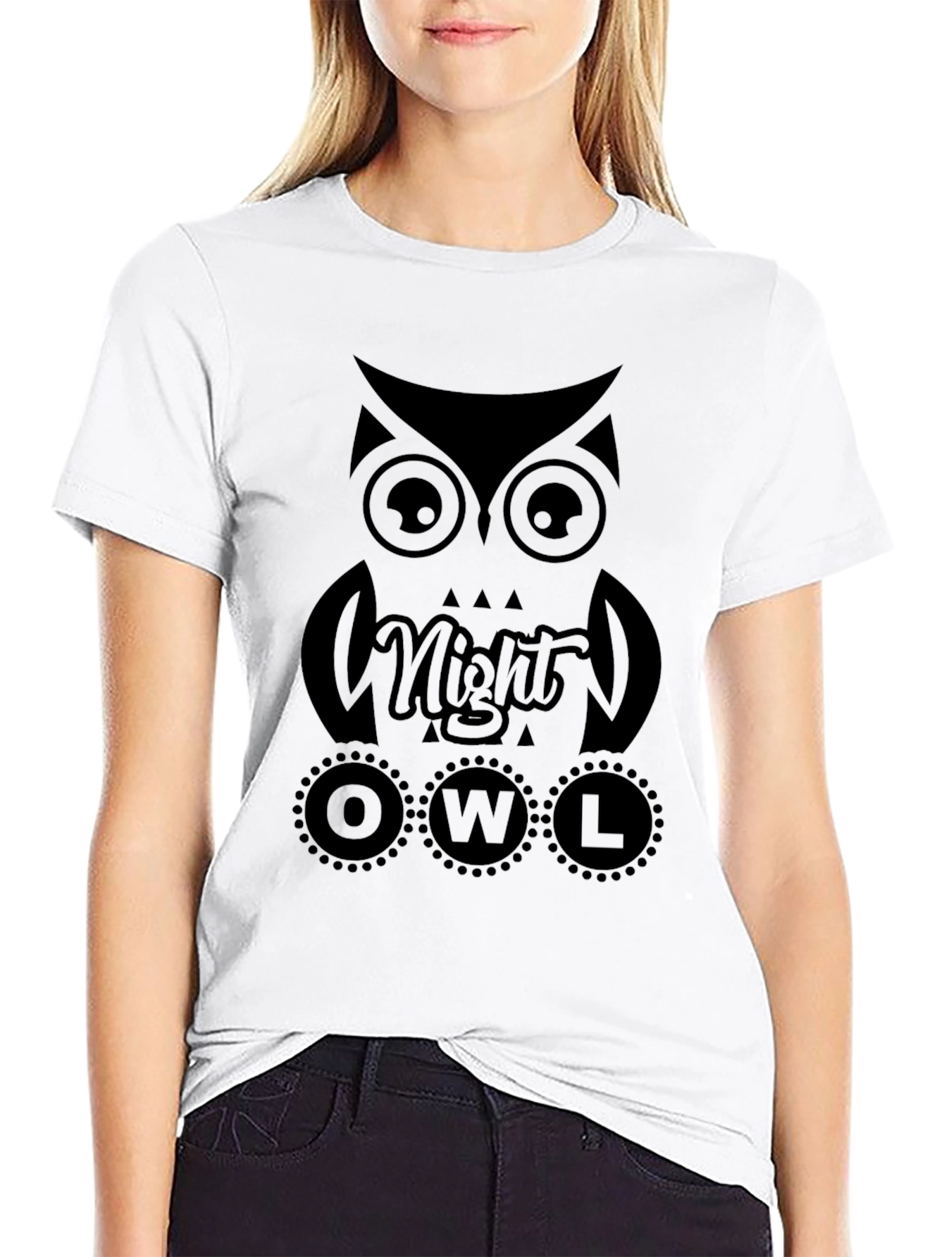 Night Owl Graphic Tee - Mens Black Cotton T-Shirt