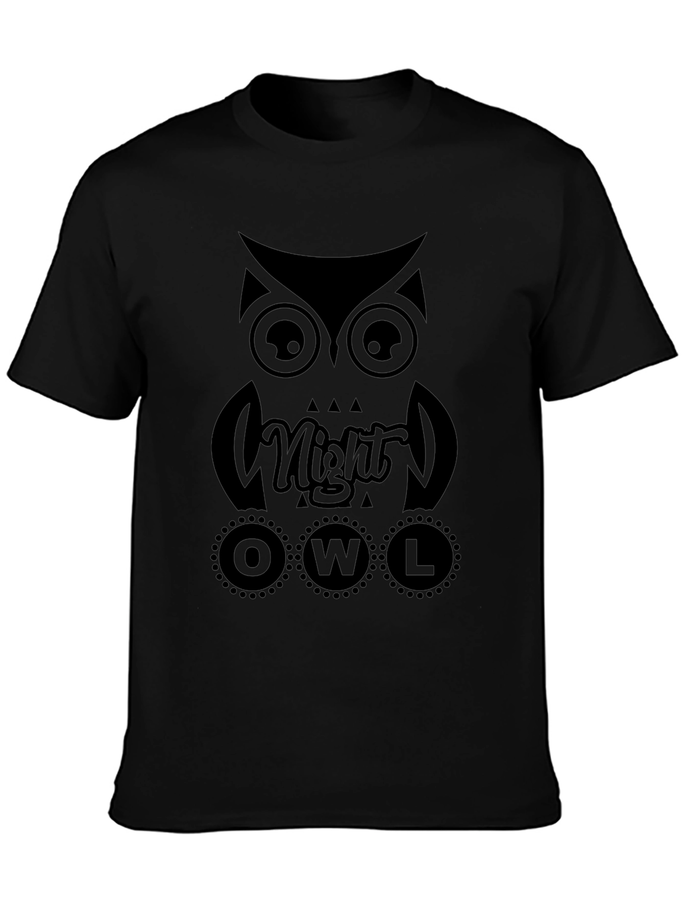 Night Owl Graphic Tee - Mens Black Cotton T-Shirt