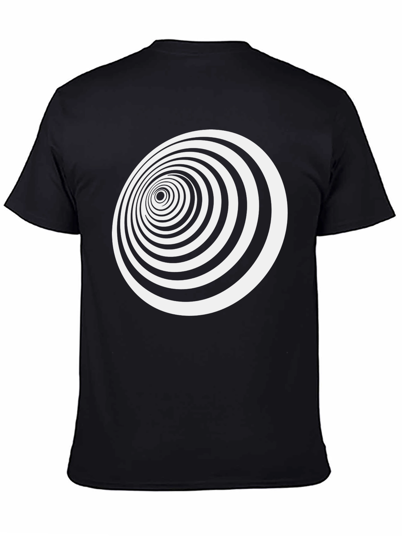 Hypnotic Black Tee - Spiral Optical Illusion Design