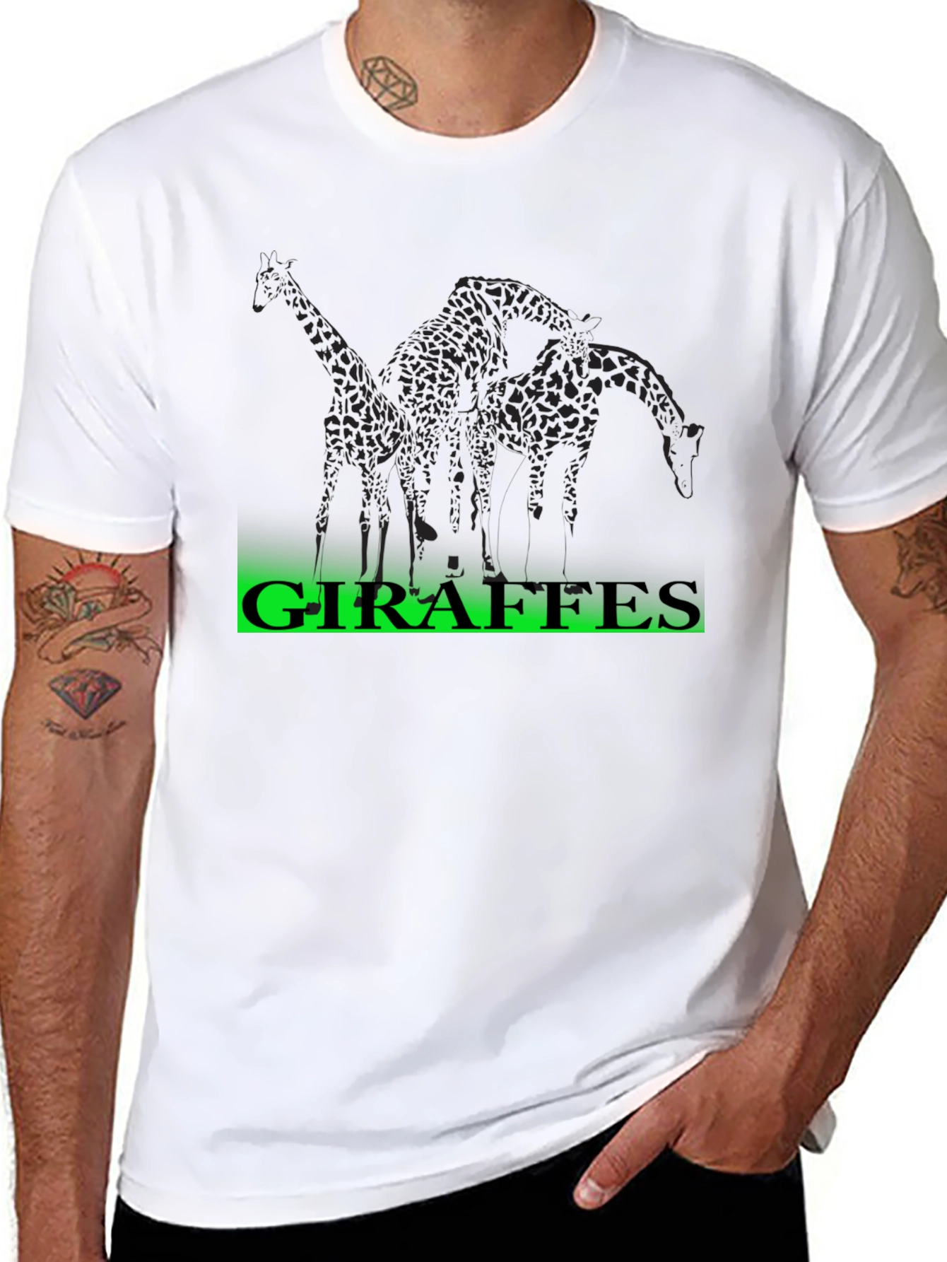 Giraffe Graphic Print Tee - Casual Black T-Shirt
