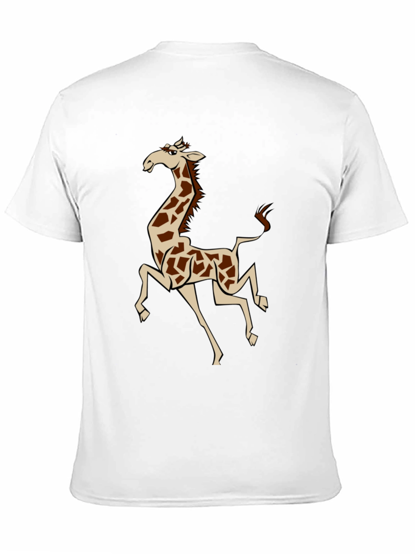 Cartoon Giraffe Graphic T-Shirt - Black