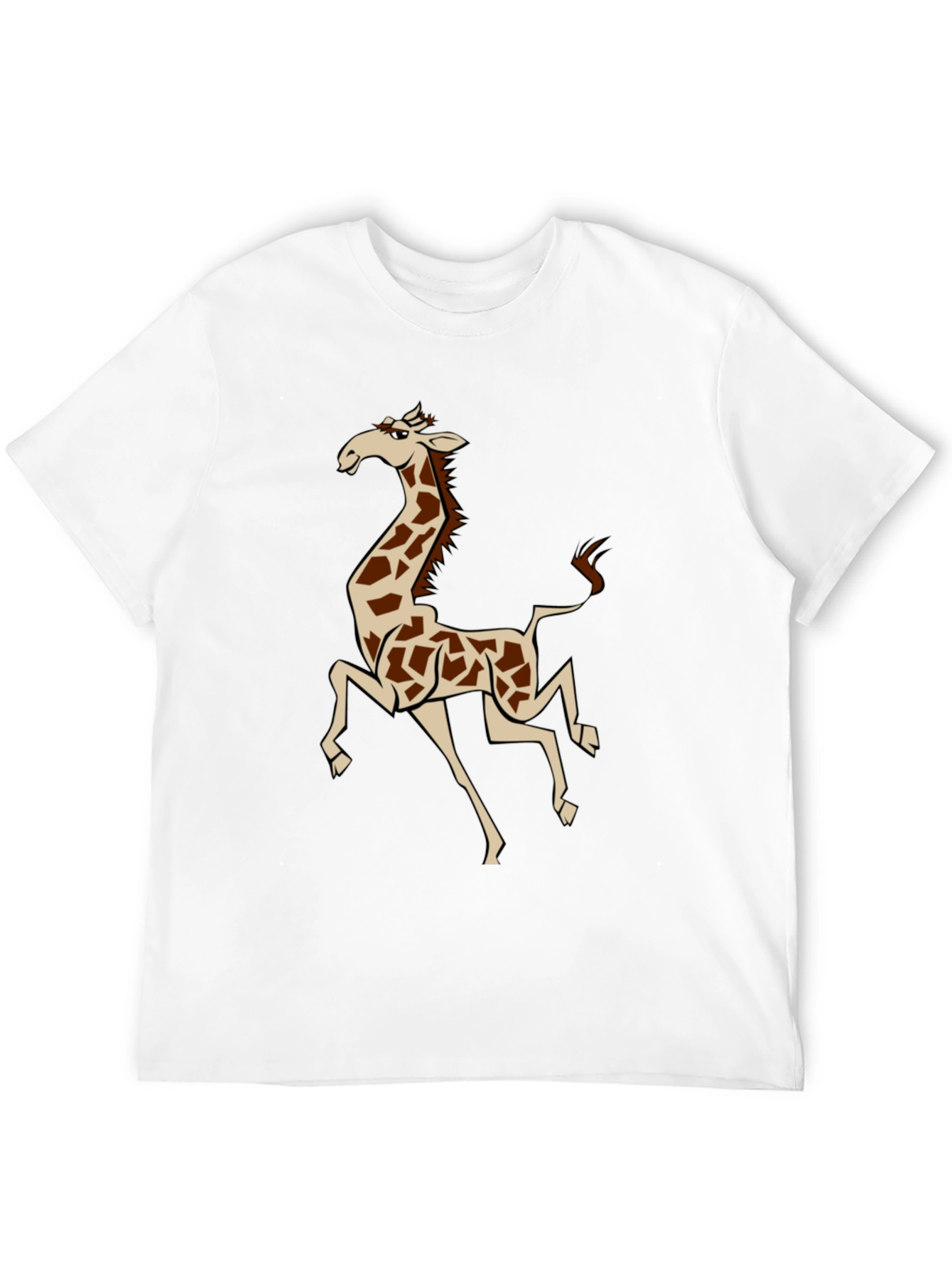 Cartoon Giraffe Graphic T-Shirt - Black