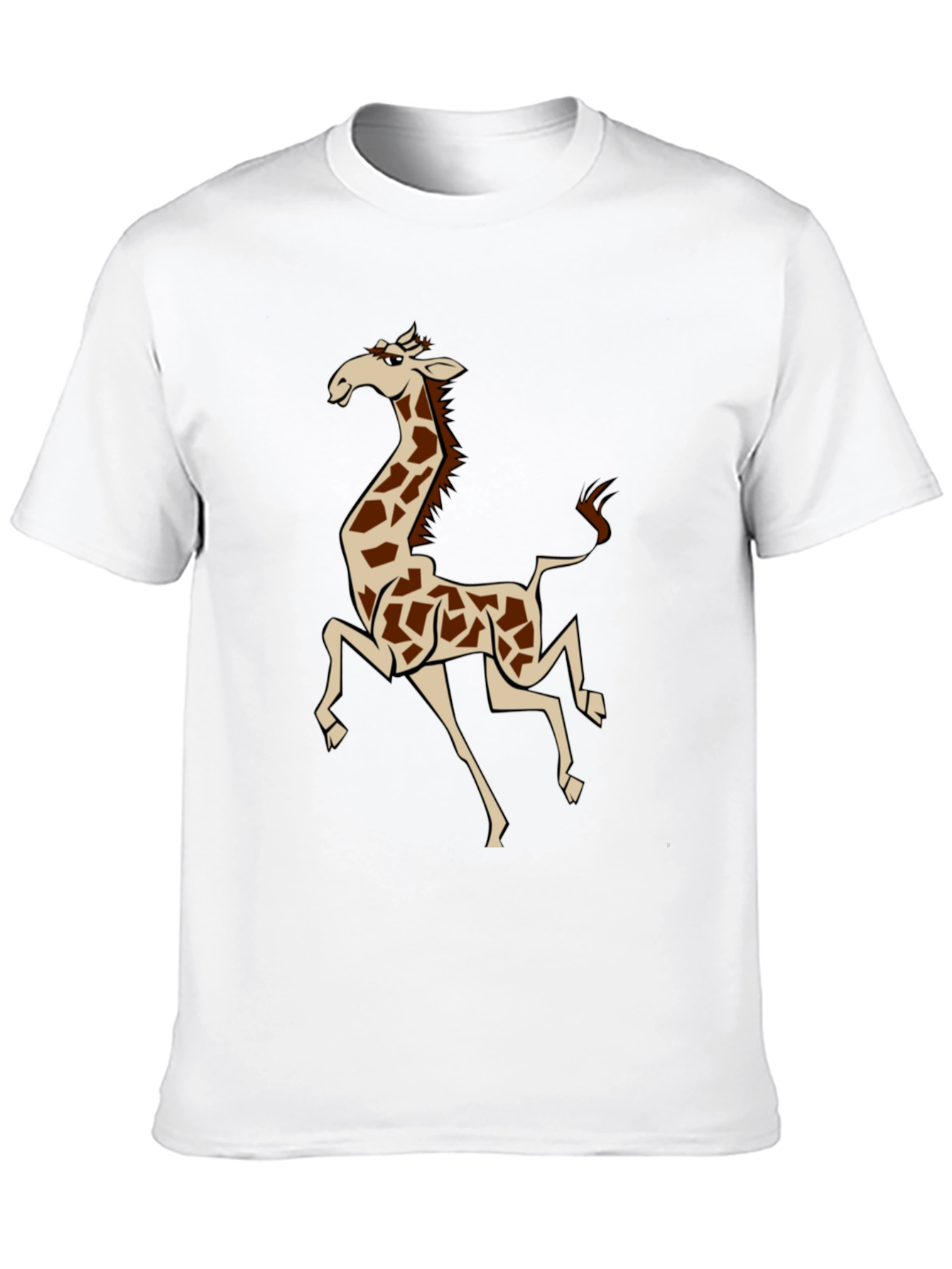 Cartoon Giraffe Graphic T-Shirt - Black