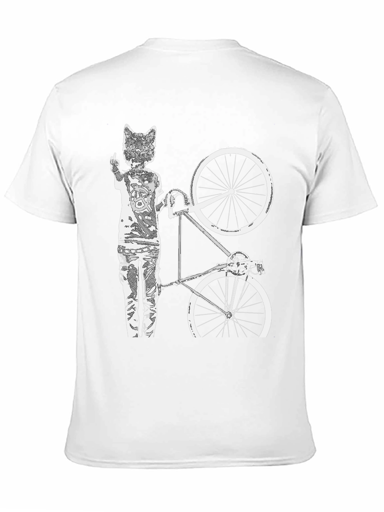Cat Biker T-Shirt - Black Cotton Graphic Tee