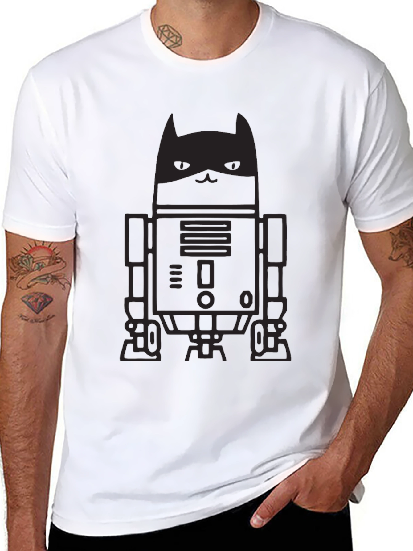 Dark Knight Cat Robot Graphic Tee