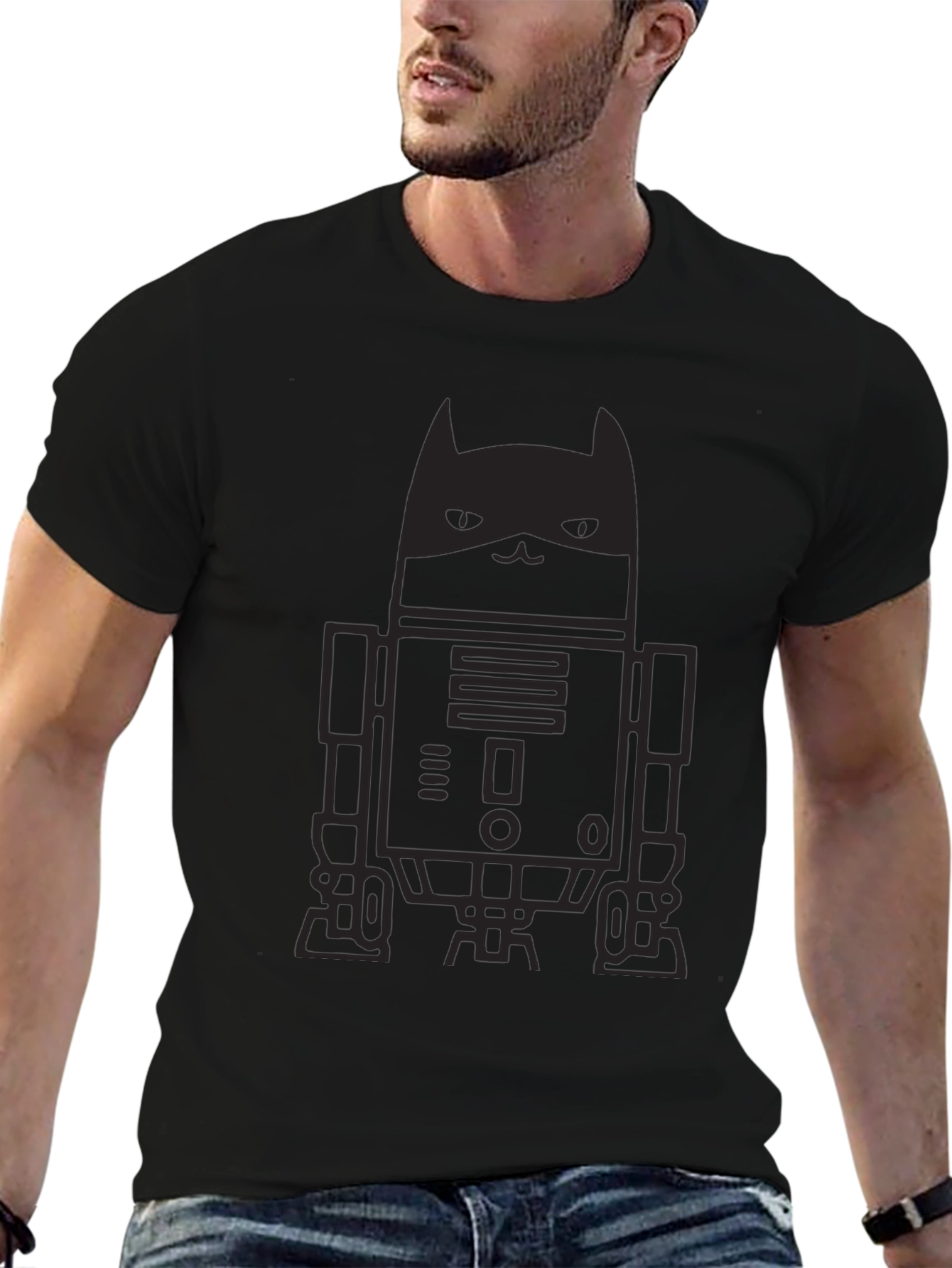 Dark Knight Cat Robot Graphic Tee
