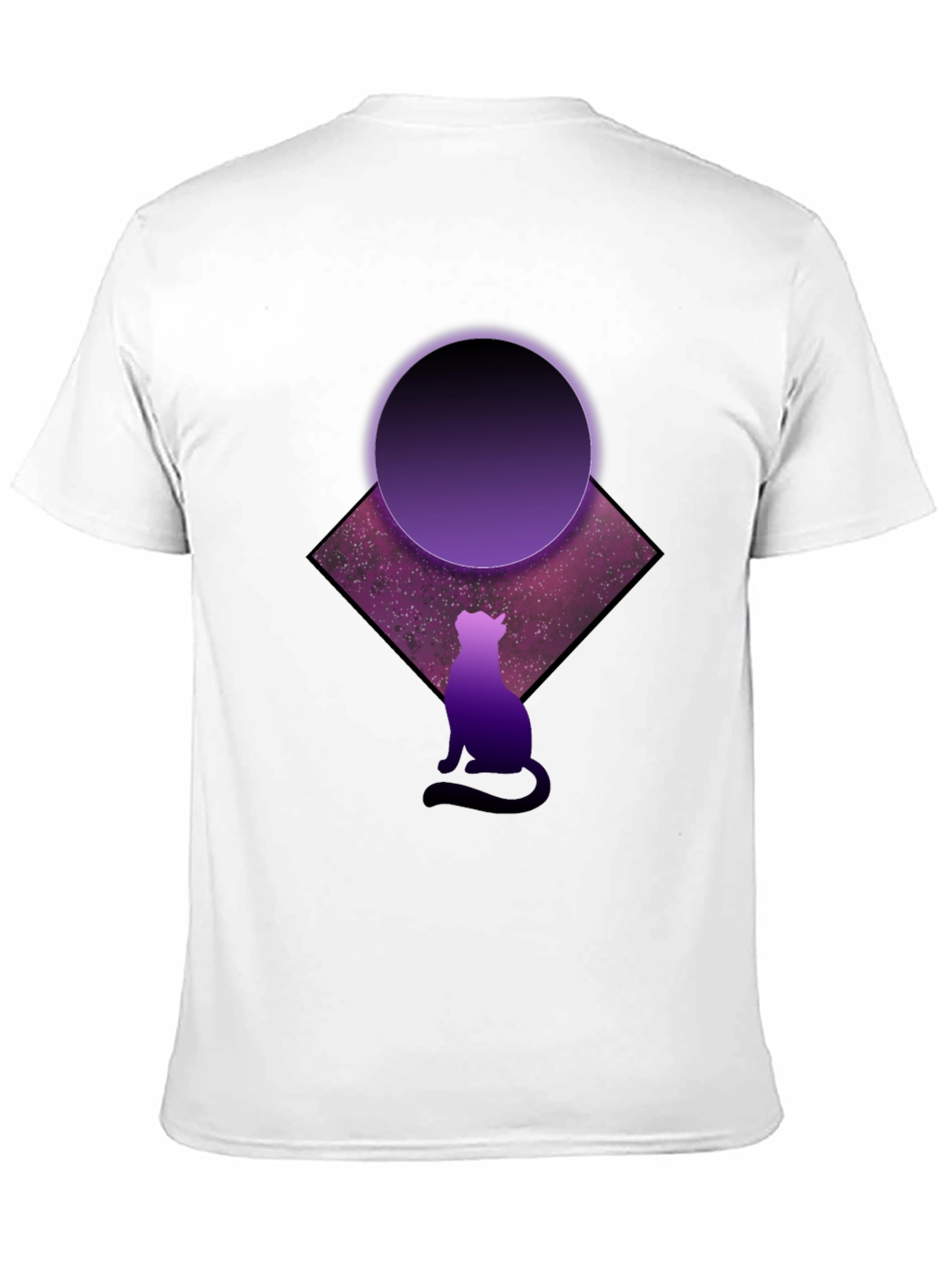 Cosmic Cat Black T-Shirt - Galaxy Design