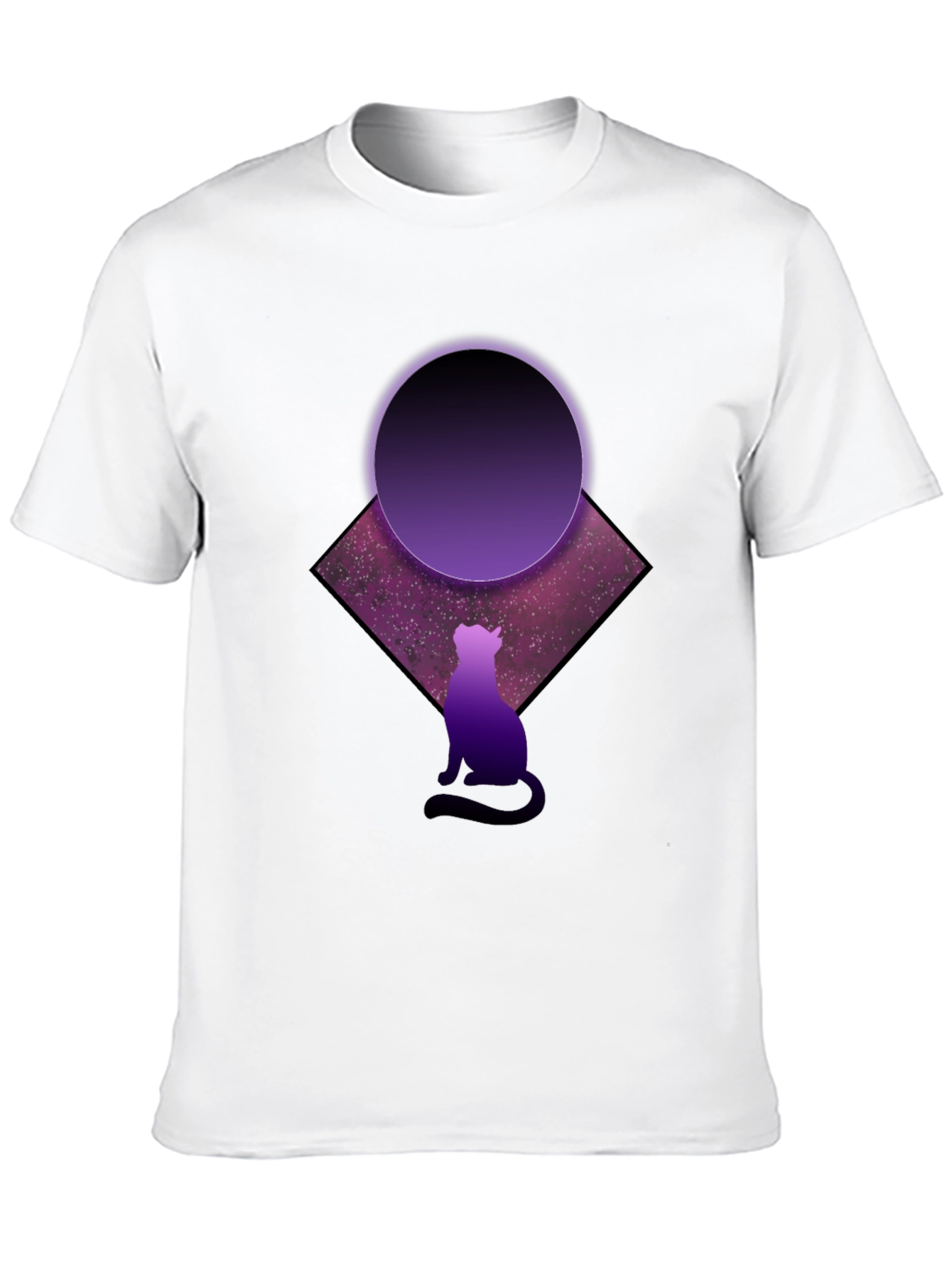 Cosmic Cat Black T-Shirt - Galaxy Design