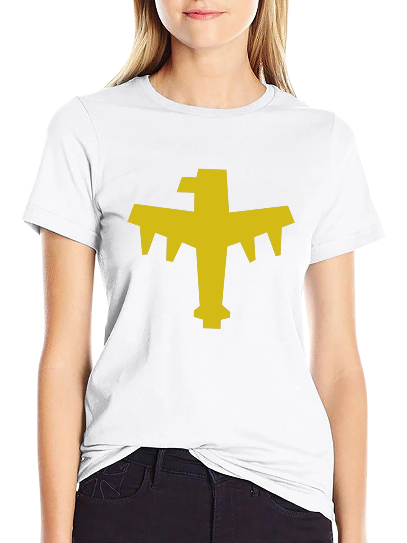 Geometric Bird Graphic Tee - Black Cotton Blend T-Shirt
