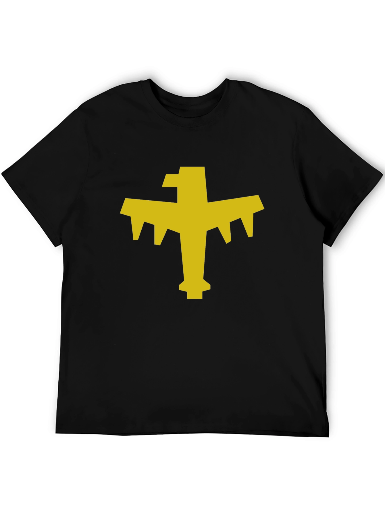 Geometric Bird Graphic Tee - Black Cotton Blend T-Shirt