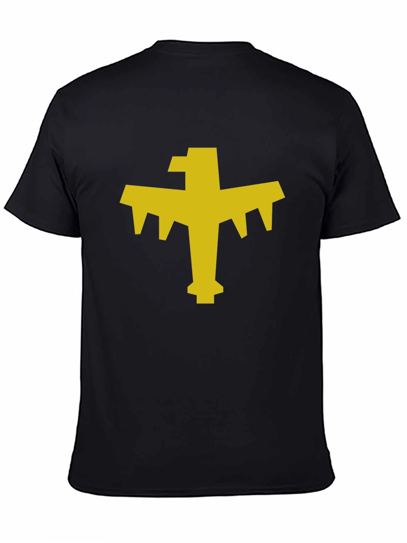 Geometric Bird Graphic Tee - Black Cotton Blend T-Shirt