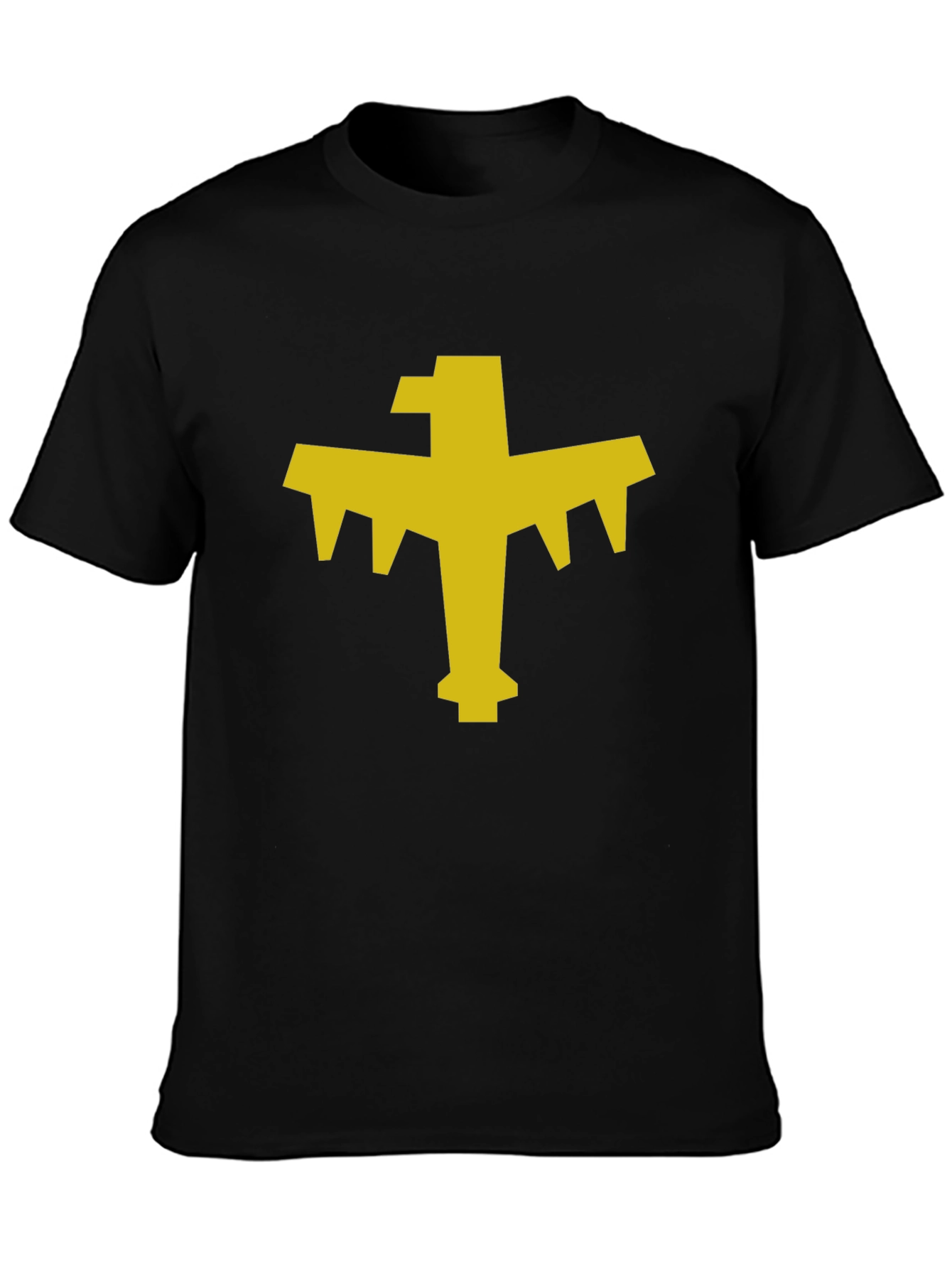 Geometric Bird Graphic Tee - Black Cotton Blend T-Shirt