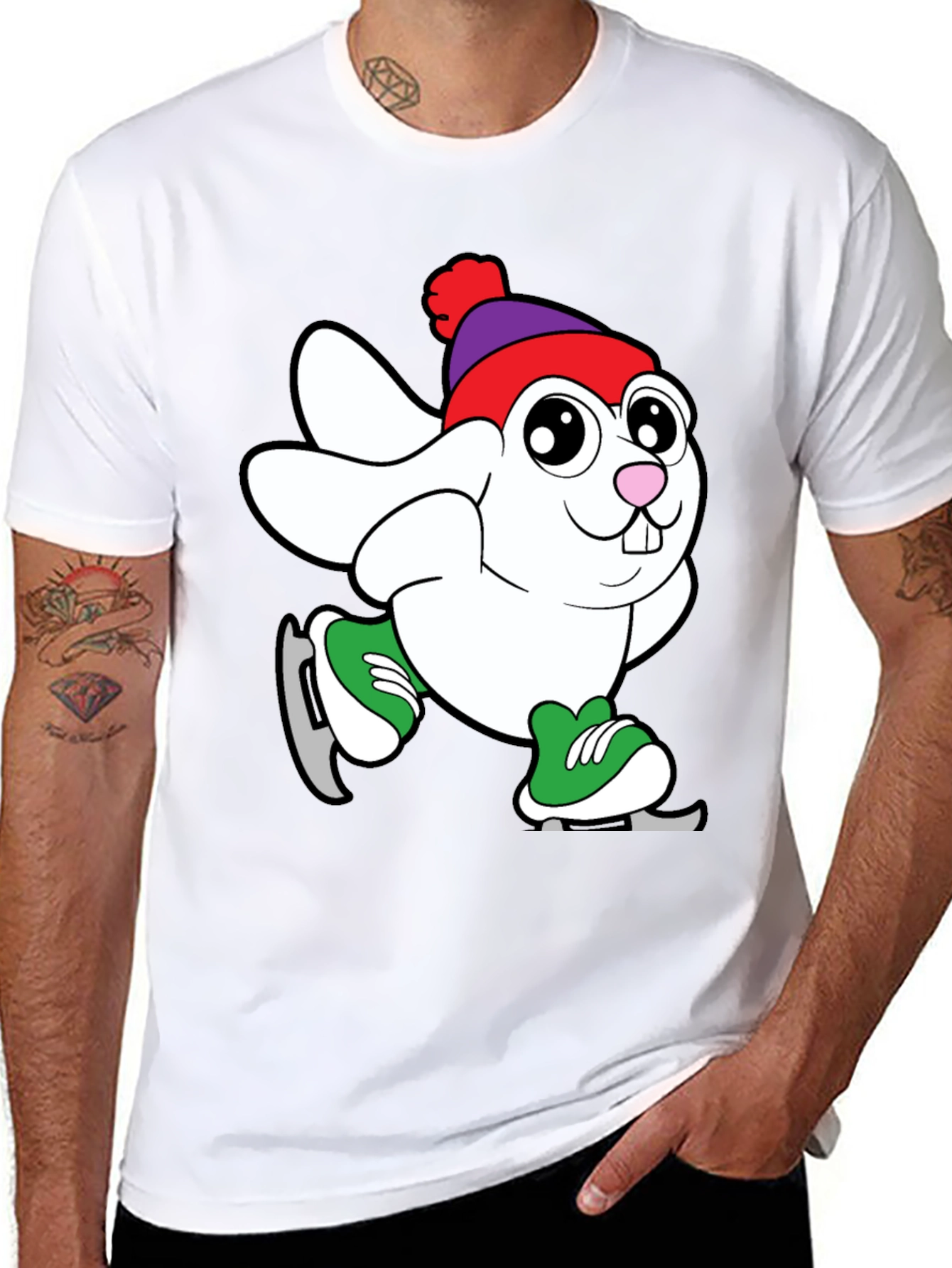 Bunny Ice Skating Graphic T-Shirt