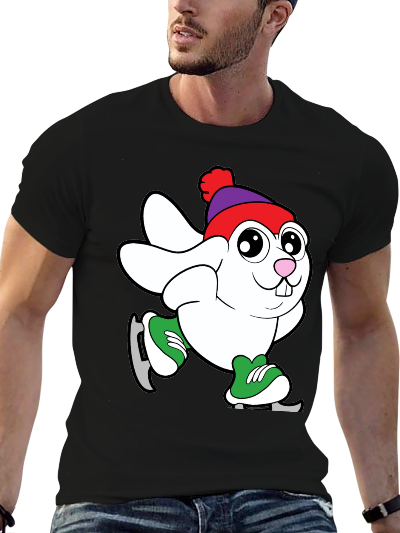 Bunny Ice Skating Graphic T-Shirt