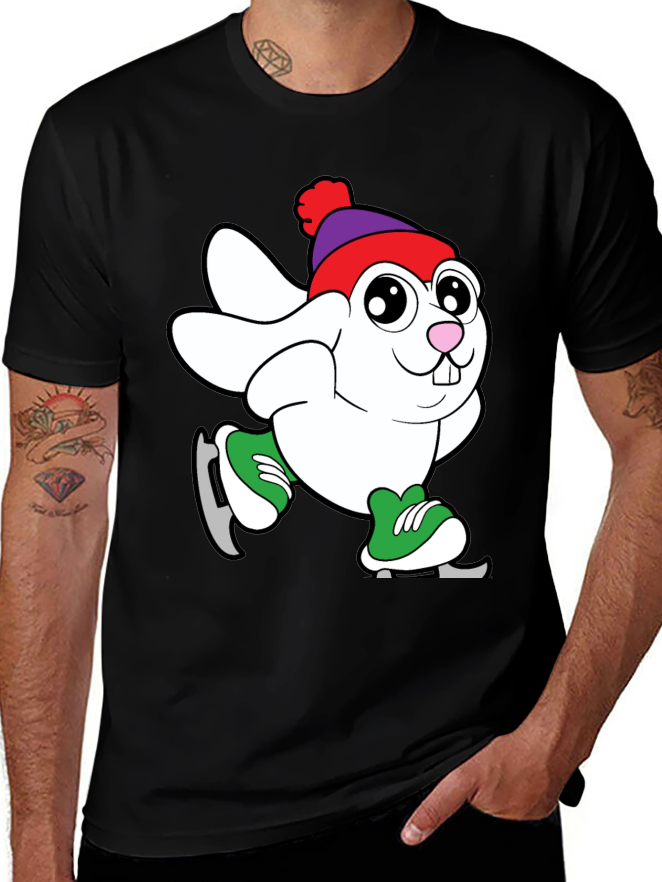 Bunny Ice Skating Graphic T-Shirt