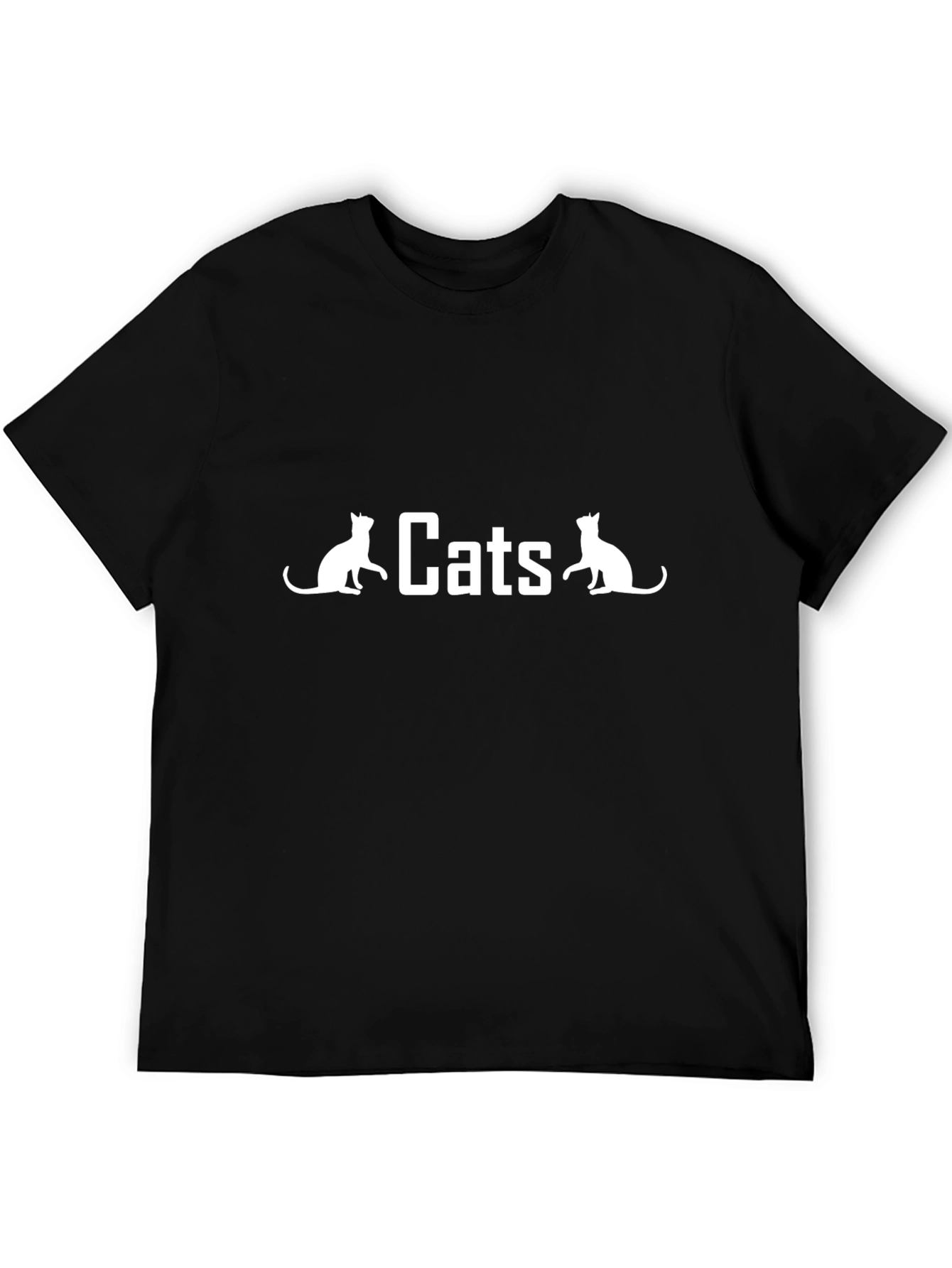 Cats Graphic Tee - Black Cotton T-Shirt