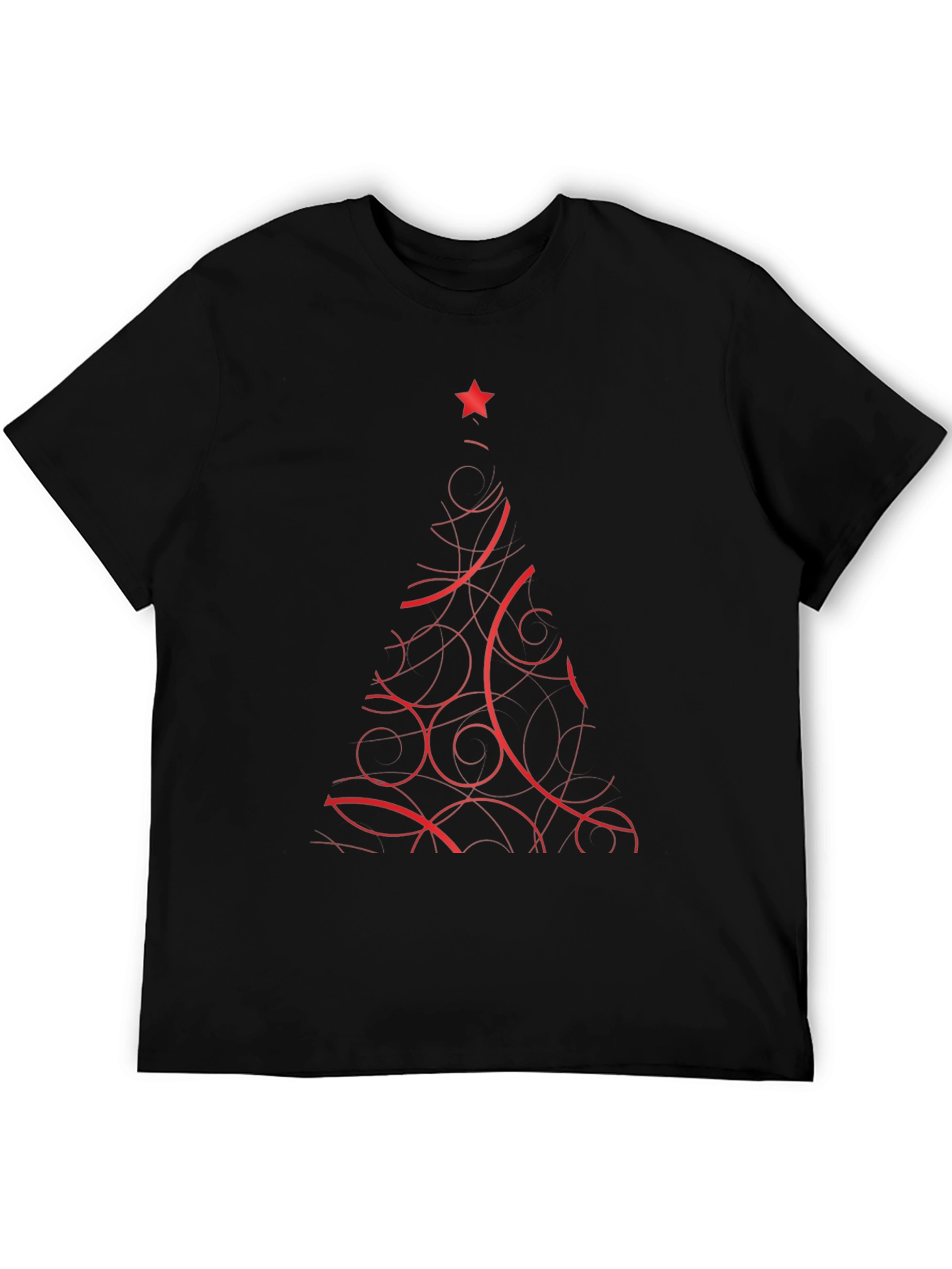 Festive Christmas Tree Graphic Tee - Black