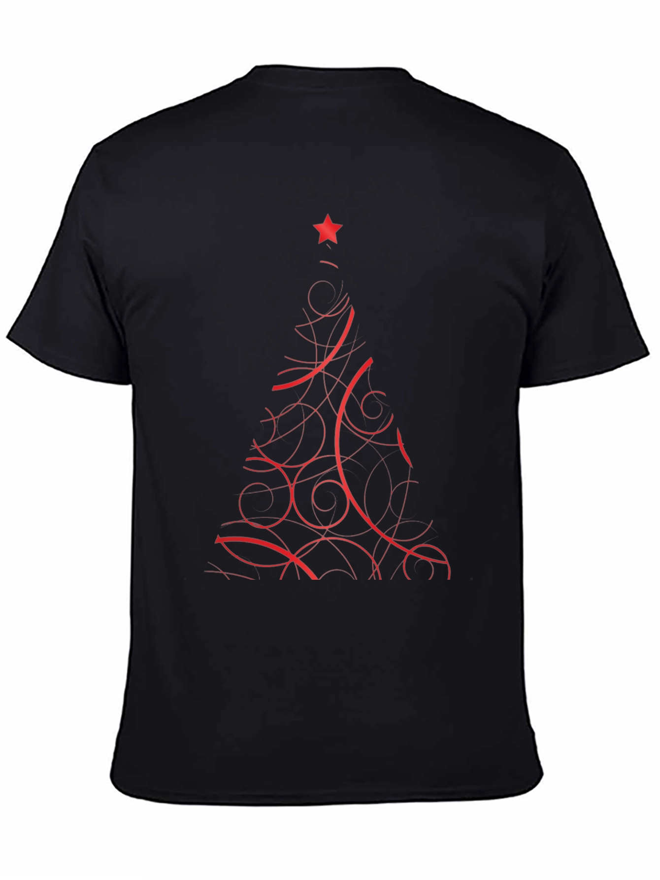 Festive Christmas Tree Graphic Tee - Black
