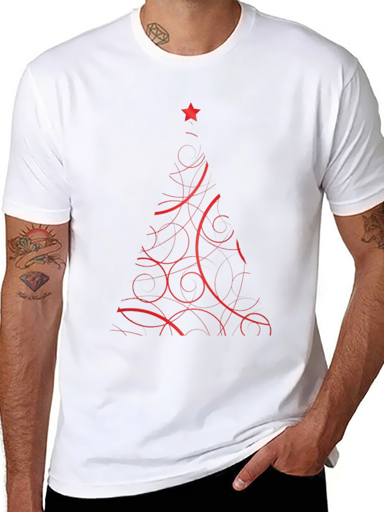 Festive Christmas Tree Graphic Tee - Black