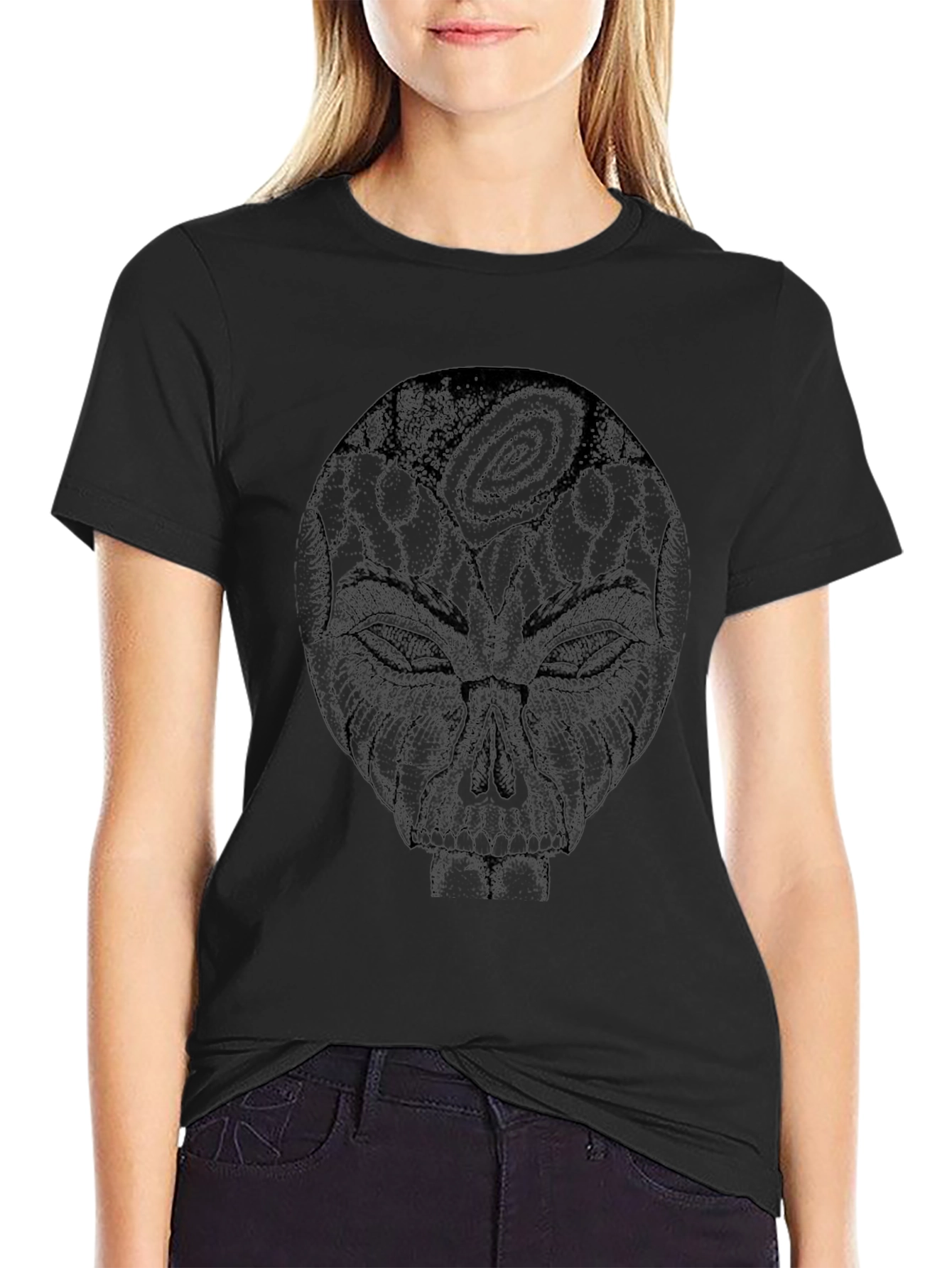 Cosmic Skull Graphic Tee - Black