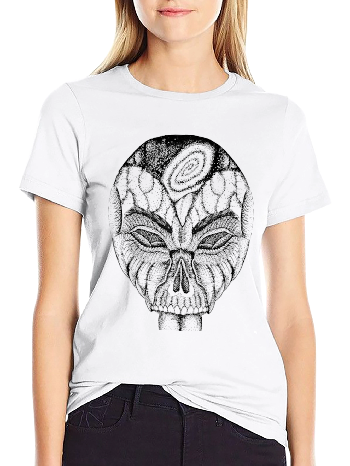 Cosmic Skull Graphic Tee - Black