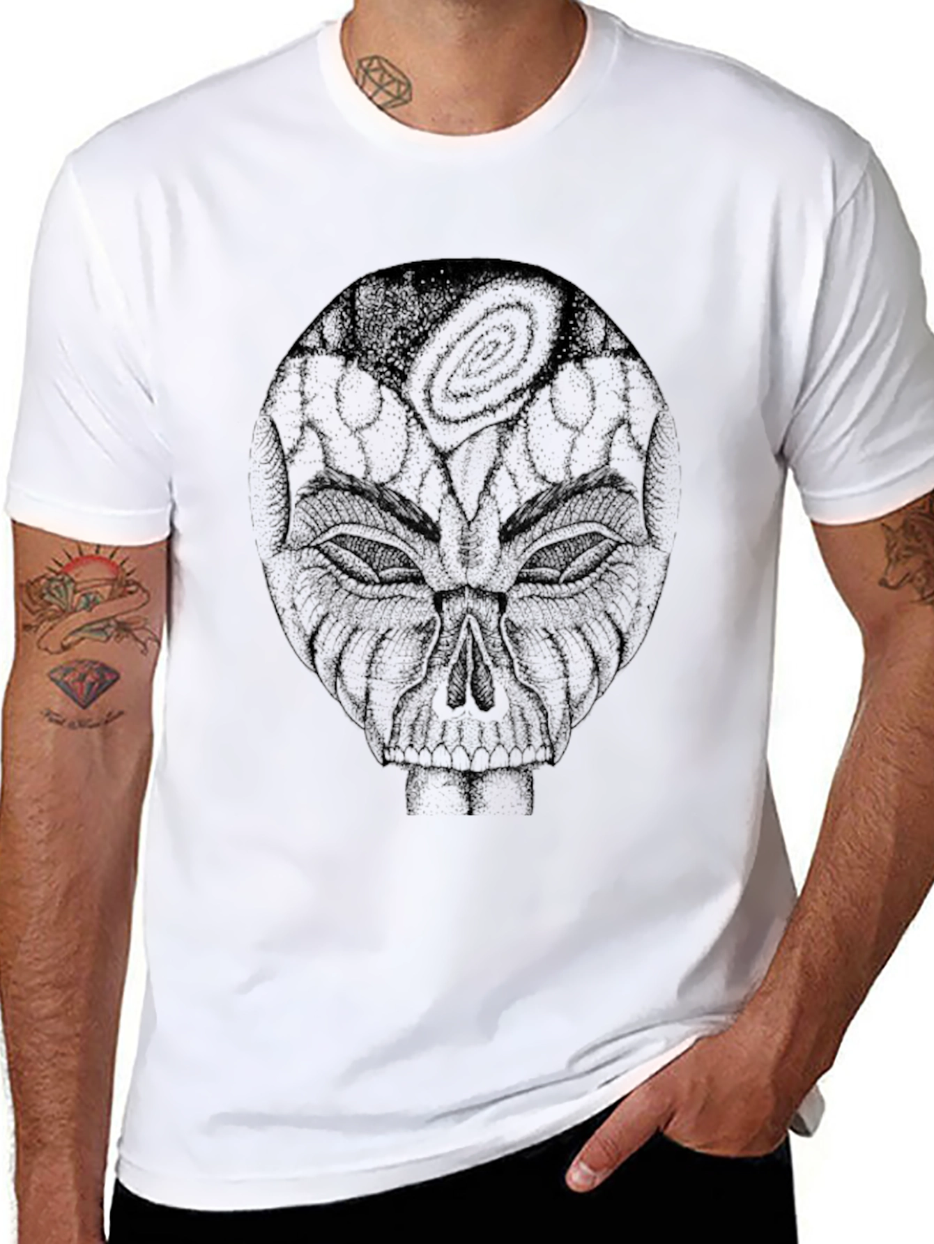 Cosmic Skull Graphic Tee - Black