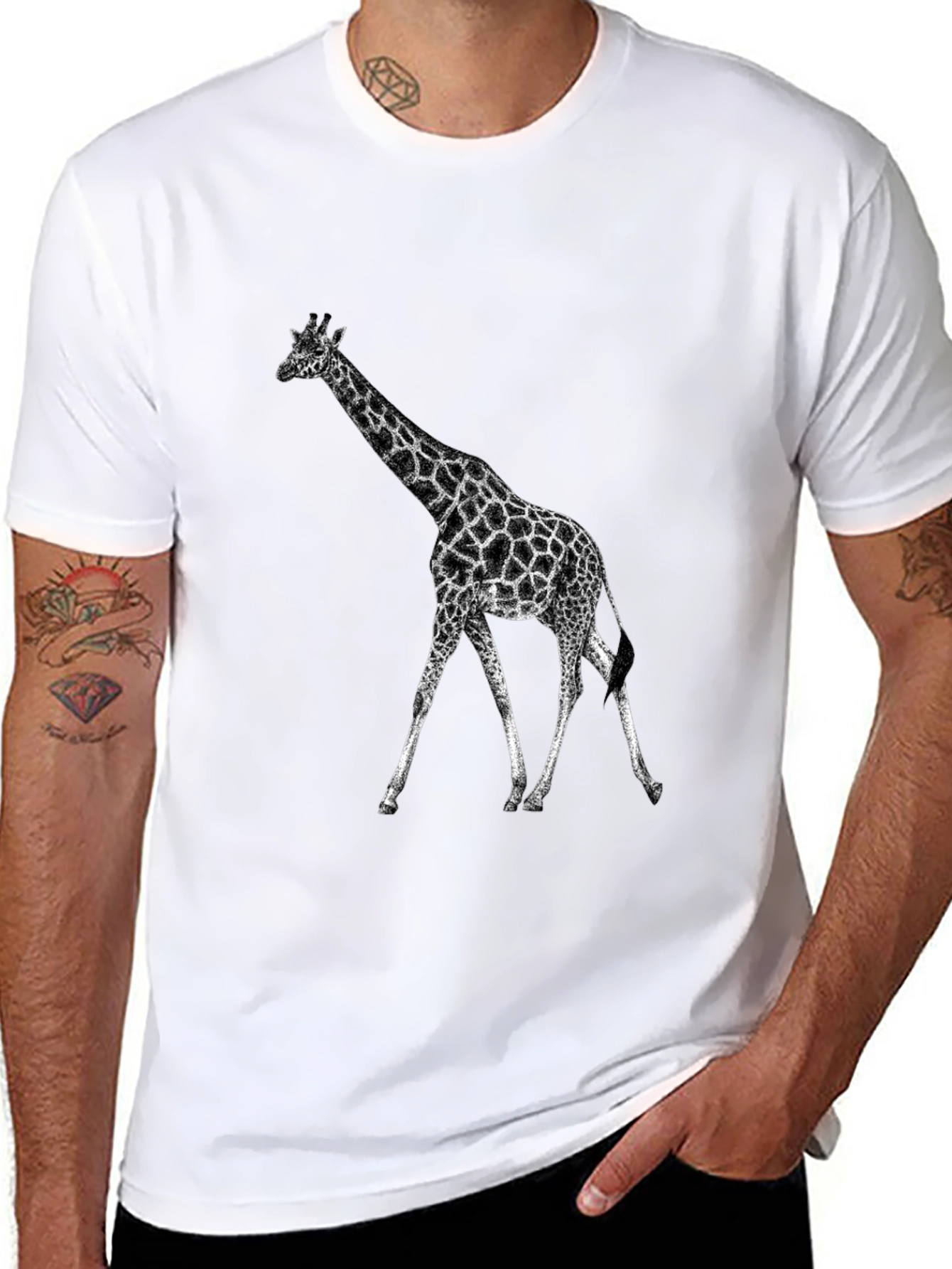 Giraffe Graphic Tee - Black Casual T-Shirt