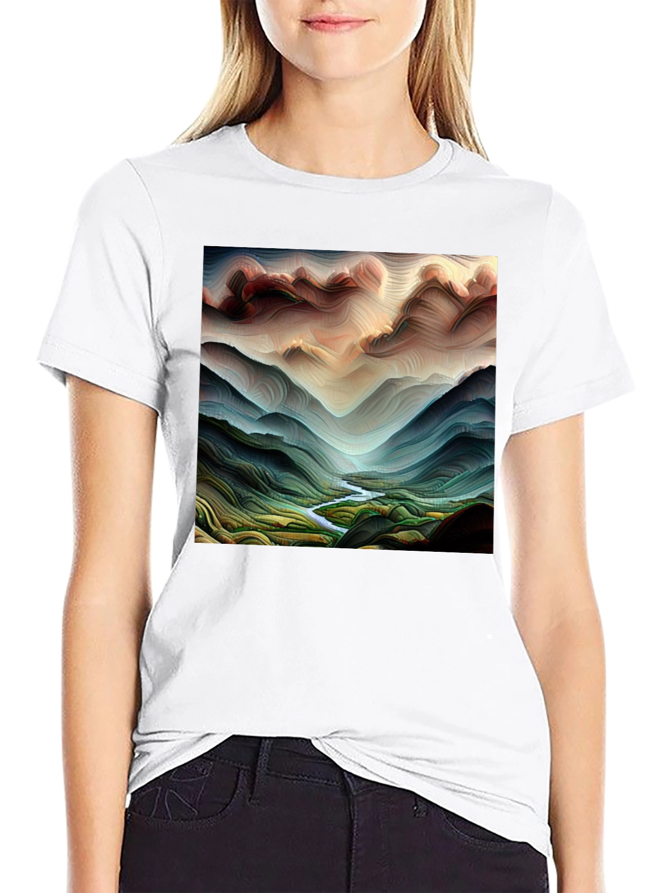 Abstract Mountainscape Graphic Tee