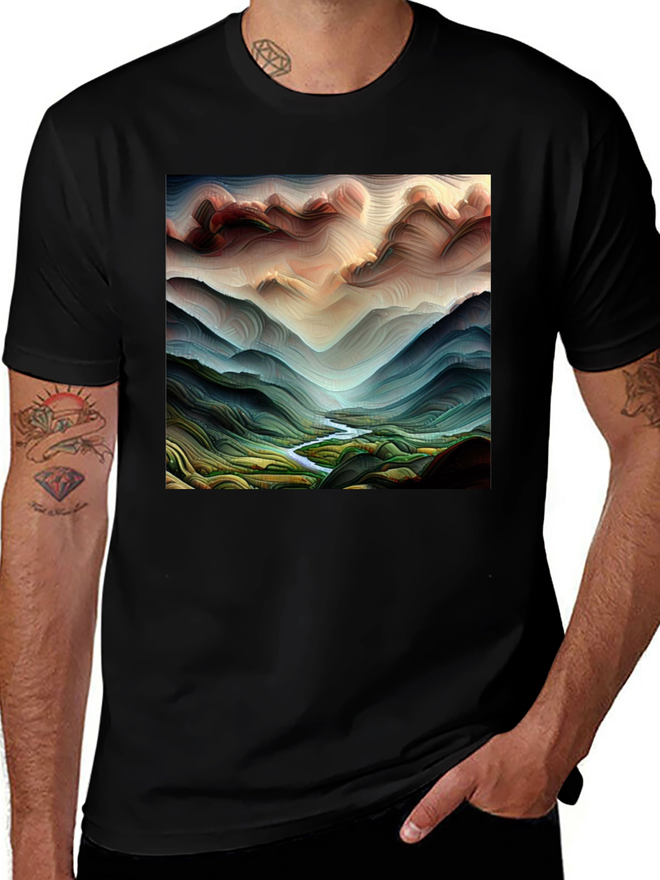 Abstract Mountainscape Graphic Tee