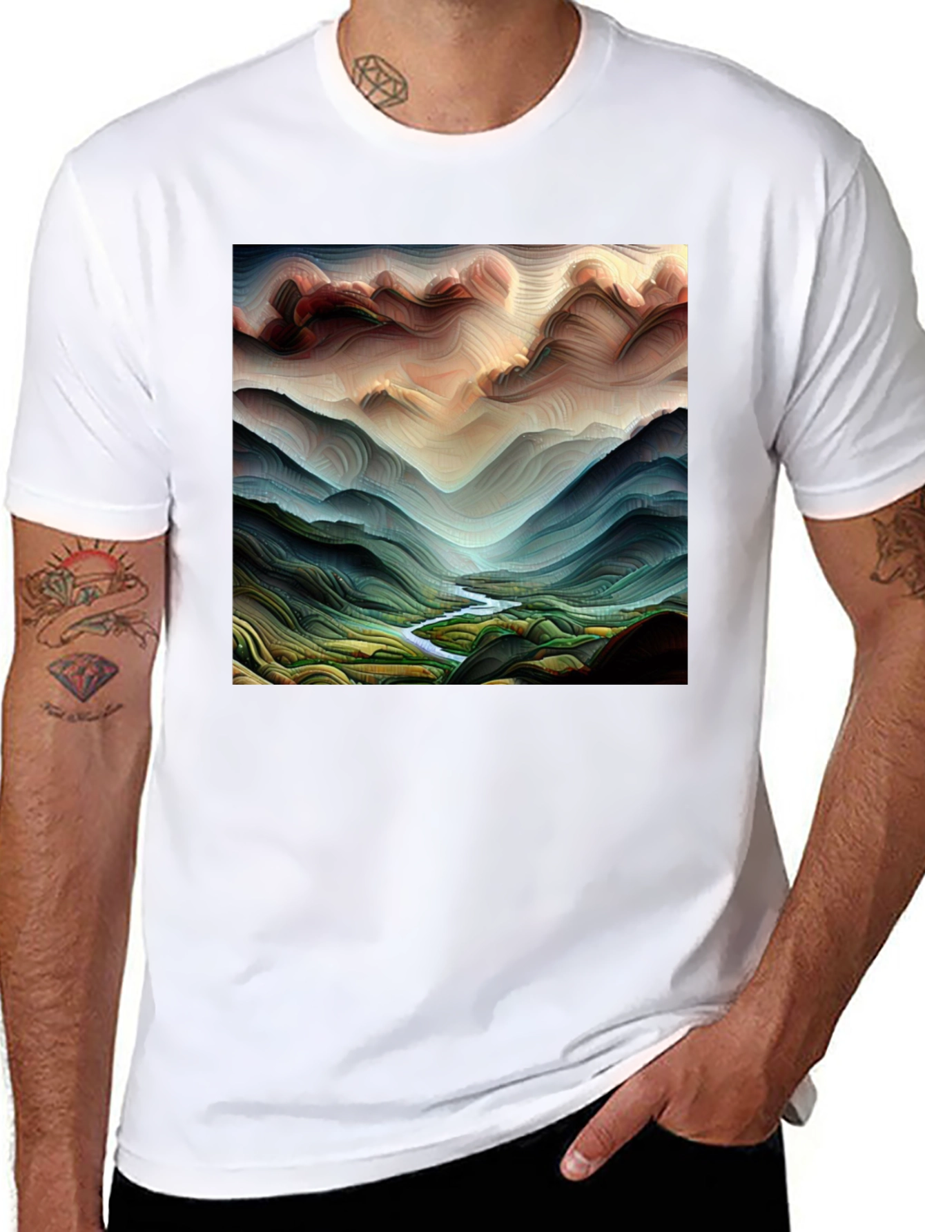 Abstract Mountainscape Graphic Tee