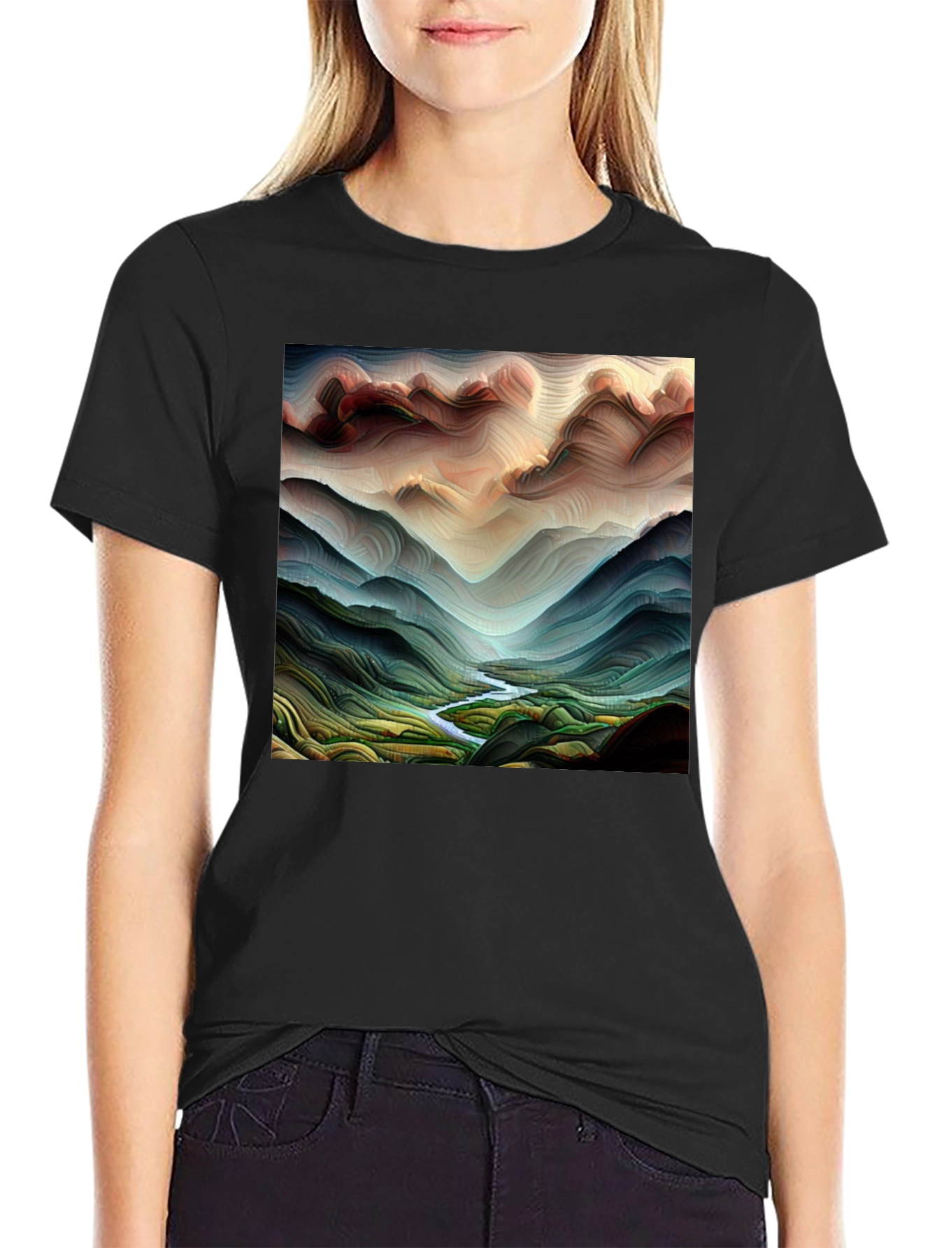 Abstract Mountainscape Graphic Tee