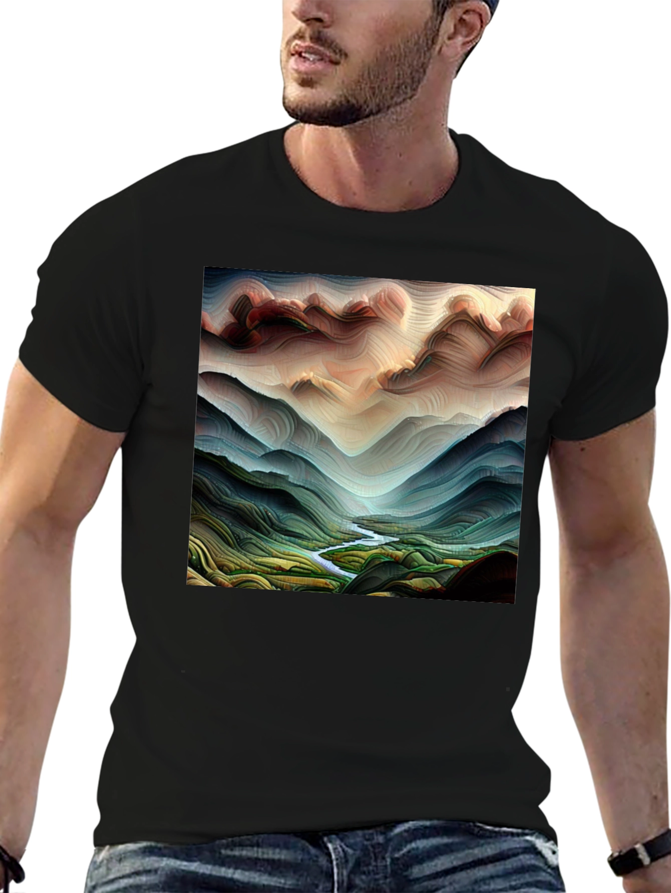 Abstract Mountainscape Graphic Tee