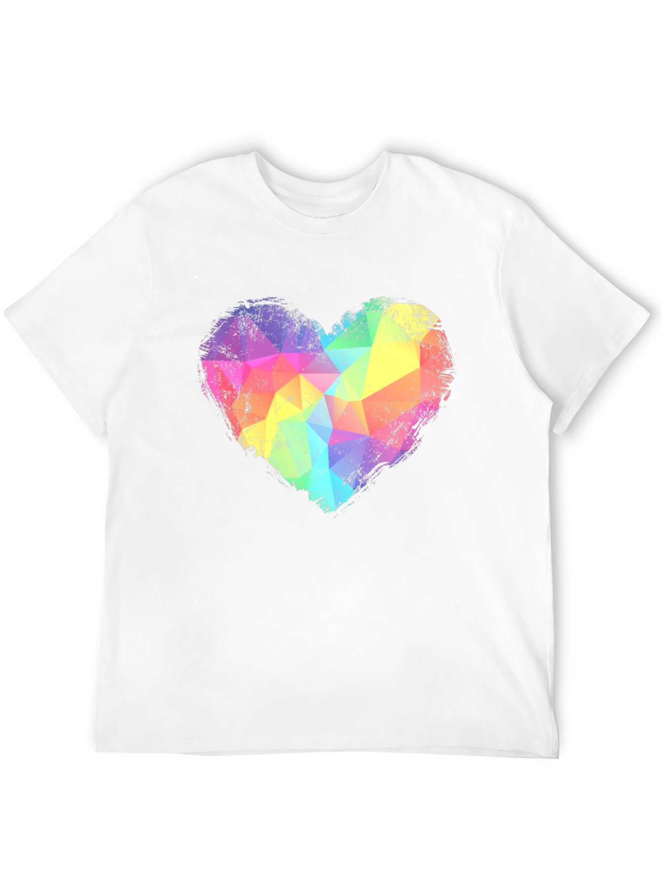 Rainbow Geometric Heart Graphic Tee - Black