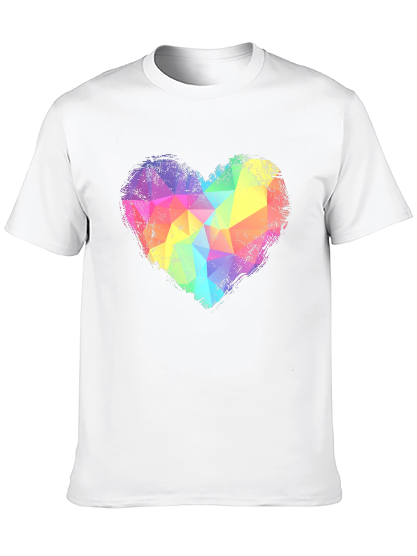 Rainbow Geometric Heart Graphic Tee - Black