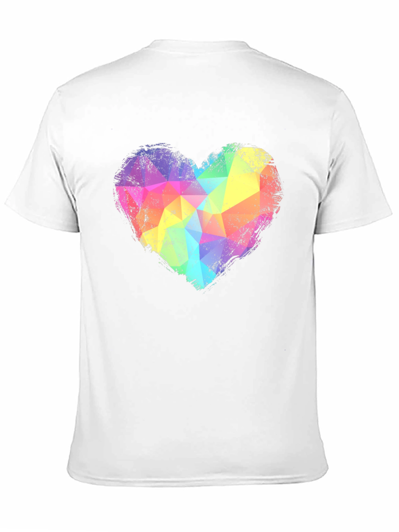 Rainbow Geometric Heart Graphic Tee - Black