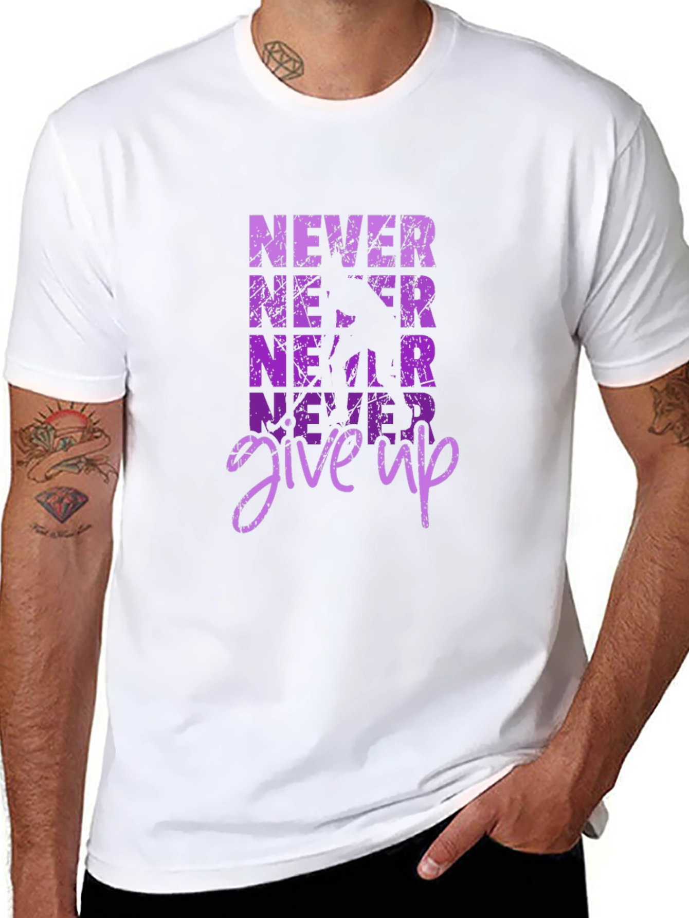 Never Give Up Graphic Tee - Inspirational T-Shirt