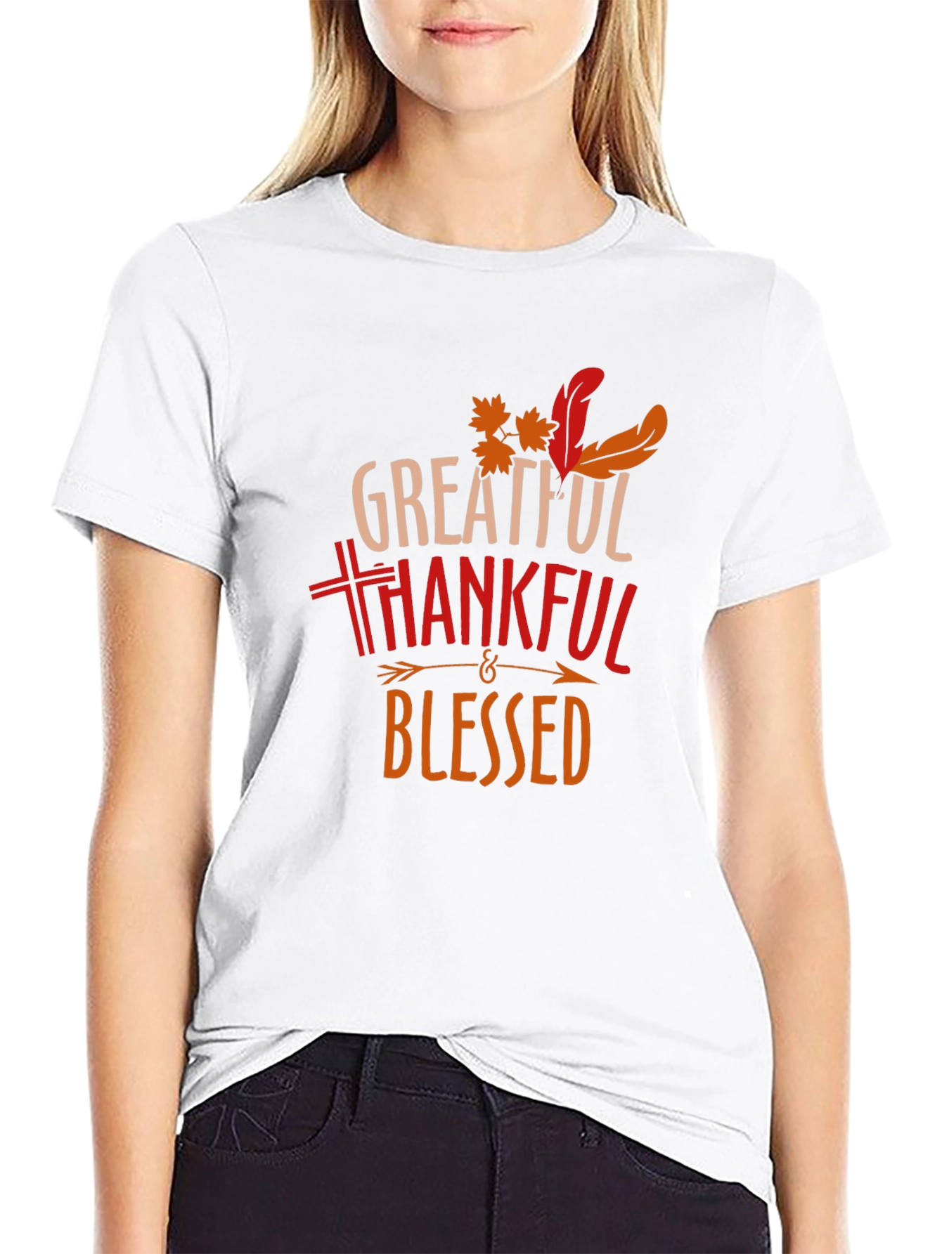 Grateful Thankful Blessed Thanksgiving Graphic Tee