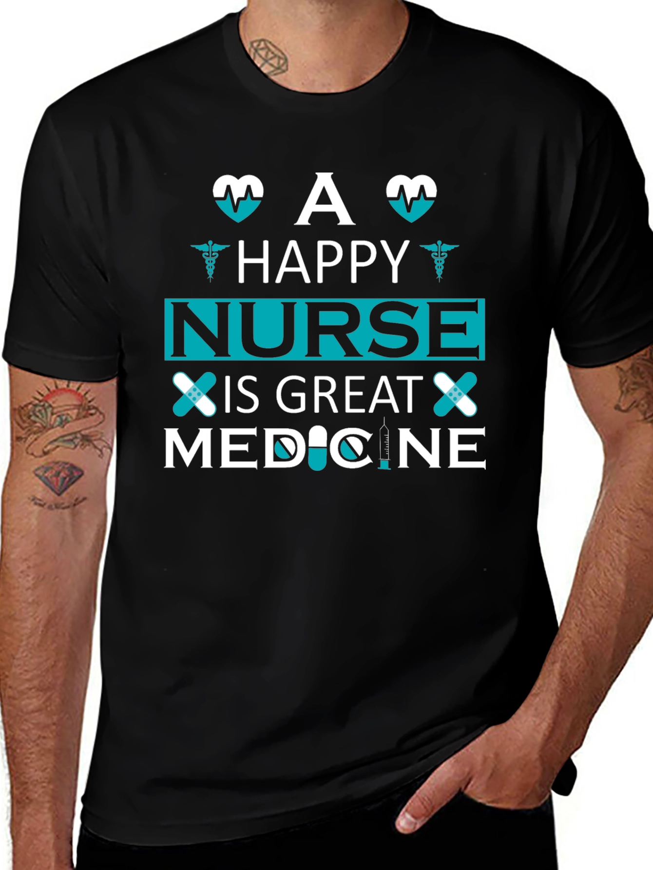 Happy Nurse Medicine T-Shirt Unisex Black