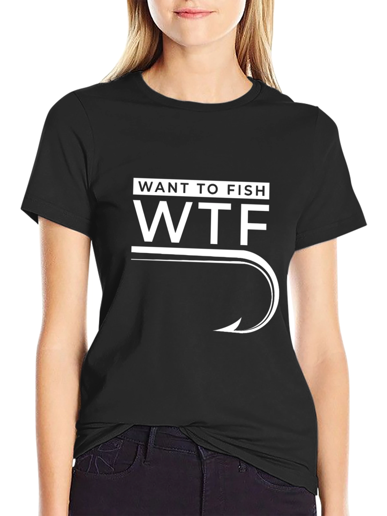 WTF Want to Fish T-Shirt - Fishing Hook Design