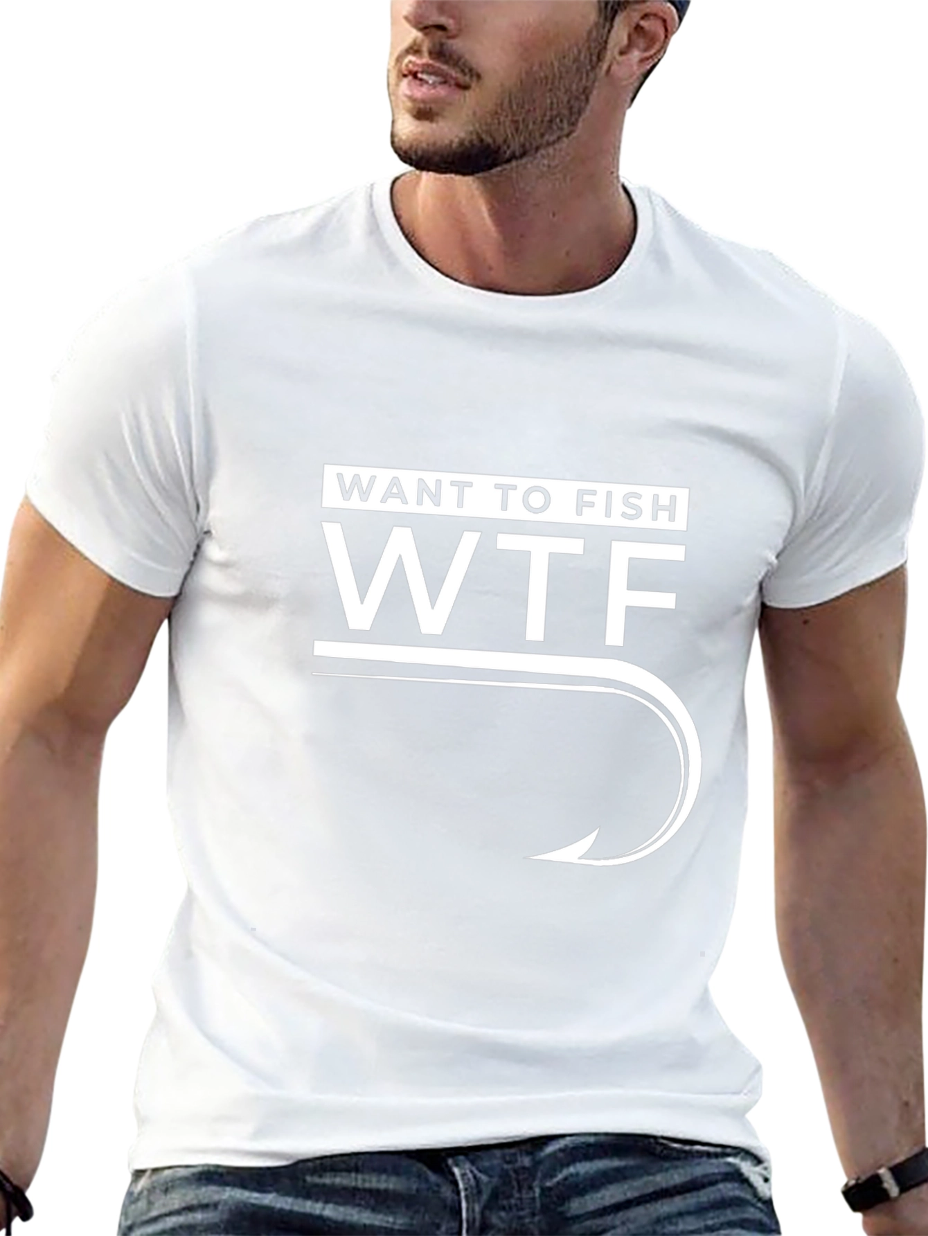 WTF Want to Fish T-Shirt - Fishing Hook Design