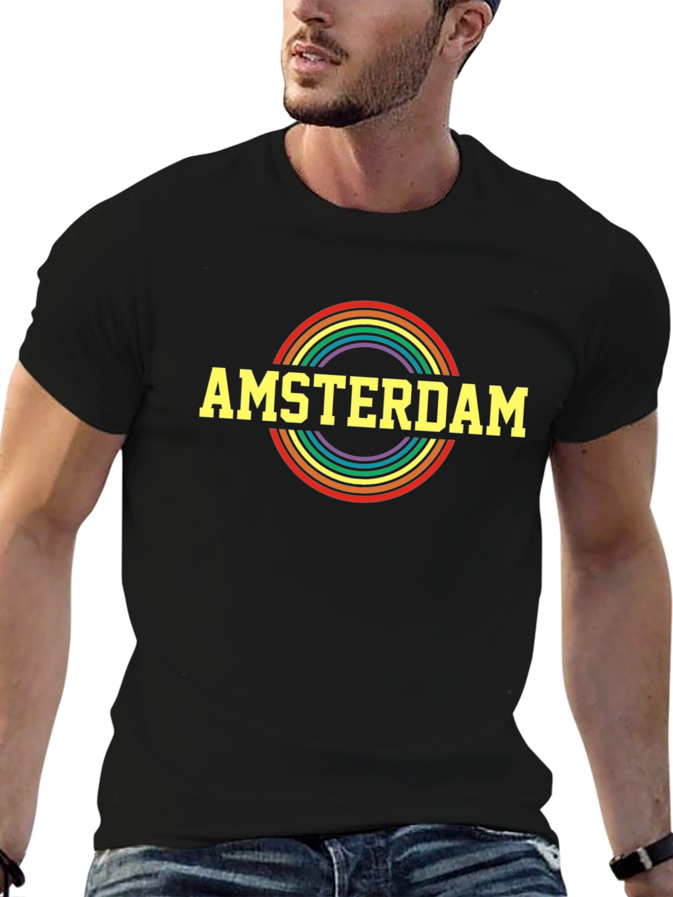 Amsterdam Pride Rainbow T-Shirt - Black