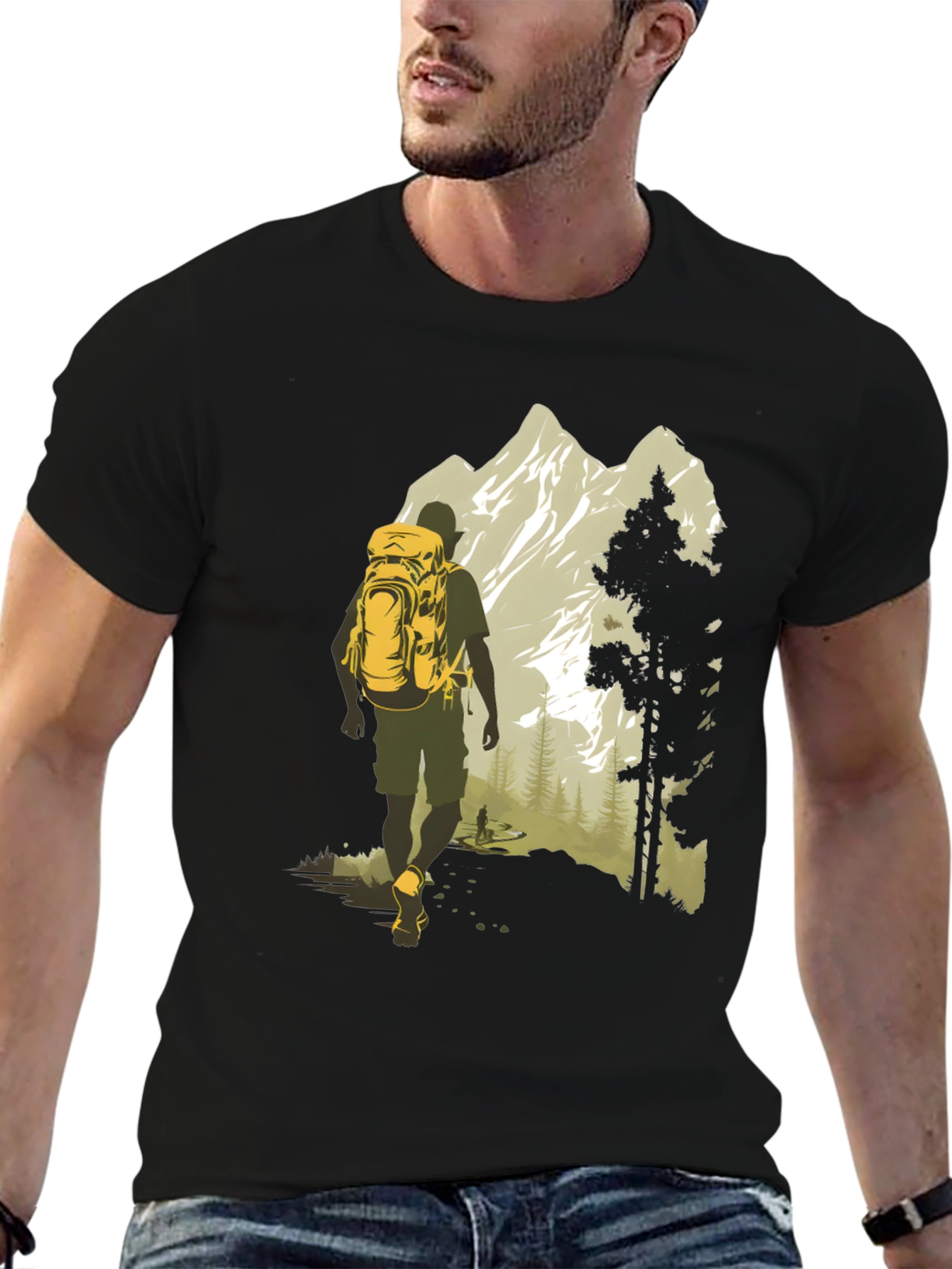 Adventure Awaits T-Shirt - Mountain Hiker Graphic Tee