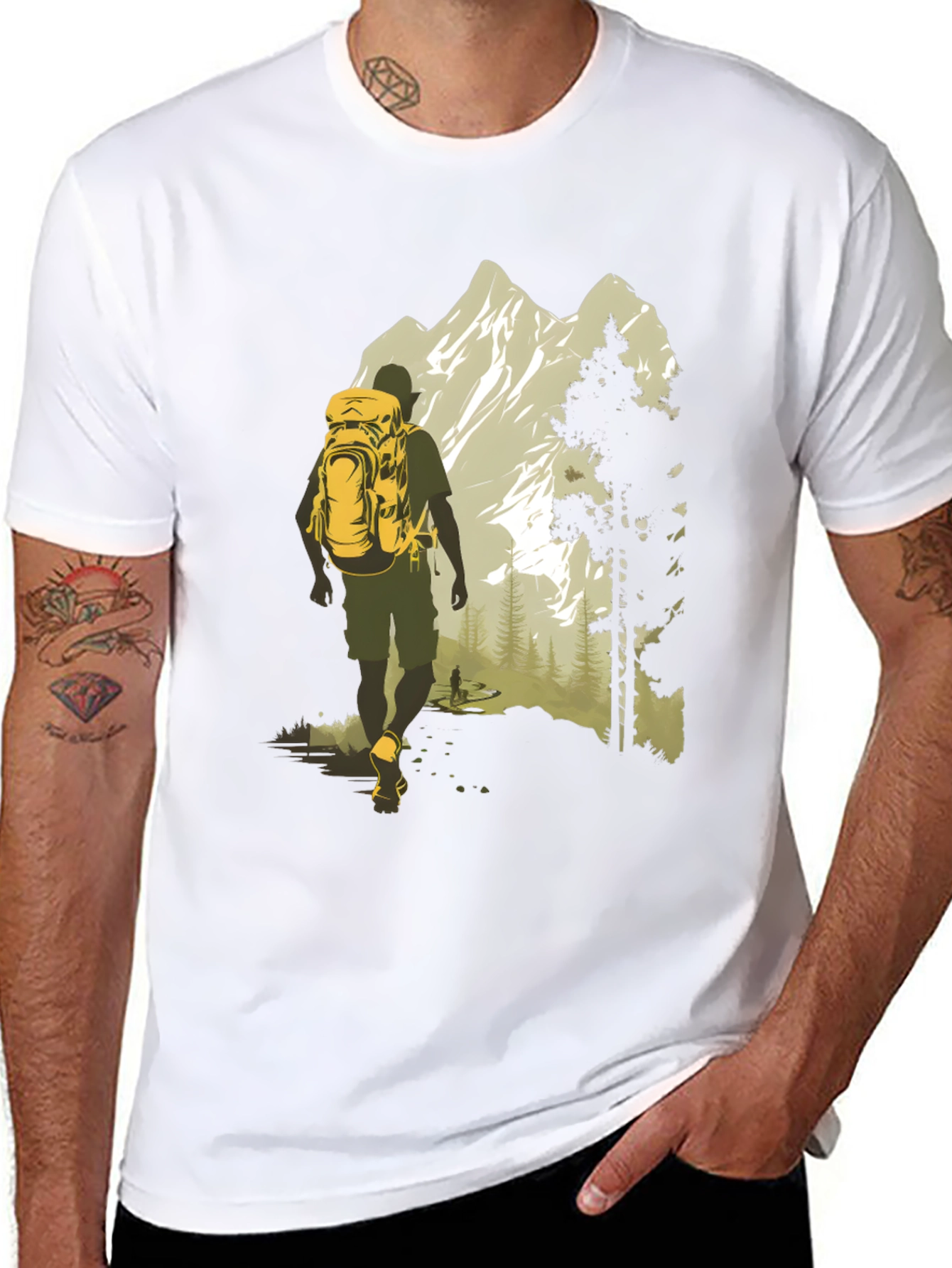 Adventure Awaits T-Shirt - Mountain Hiker Graphic Tee